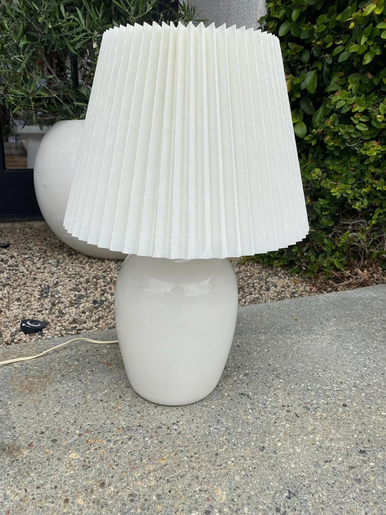 Vintage Ceramic Lamp With Pleated Shade - 2