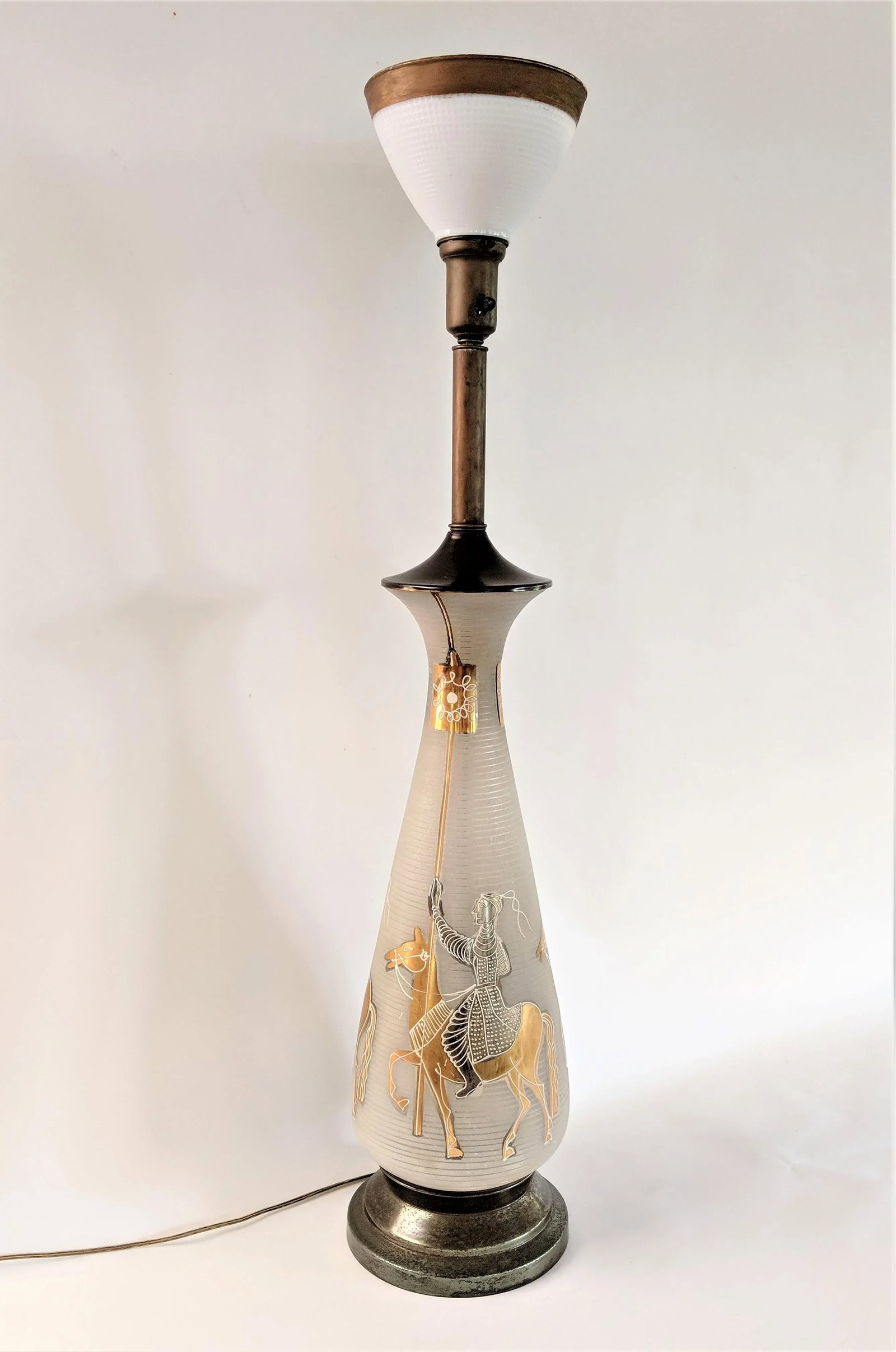 Mongolian Knights Italian Frosted Glass Lamp with 24k Gold - 13