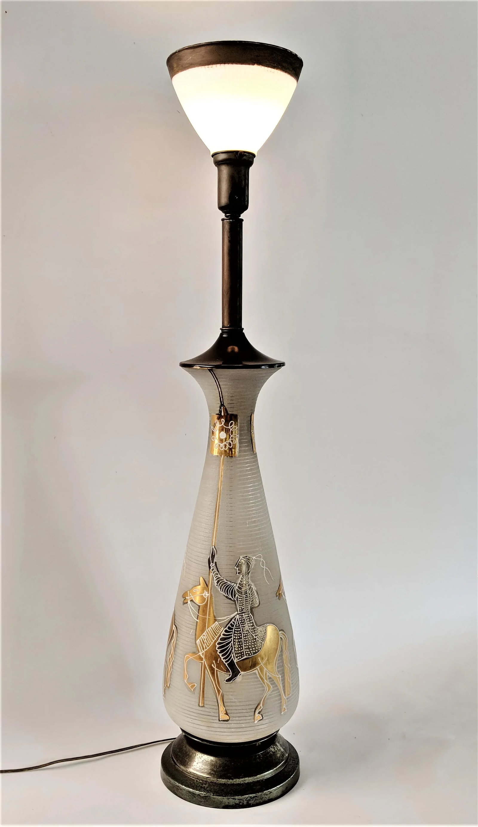 Mongolian Knights Italian Frosted Glass Lamp with 24k Gold - 2