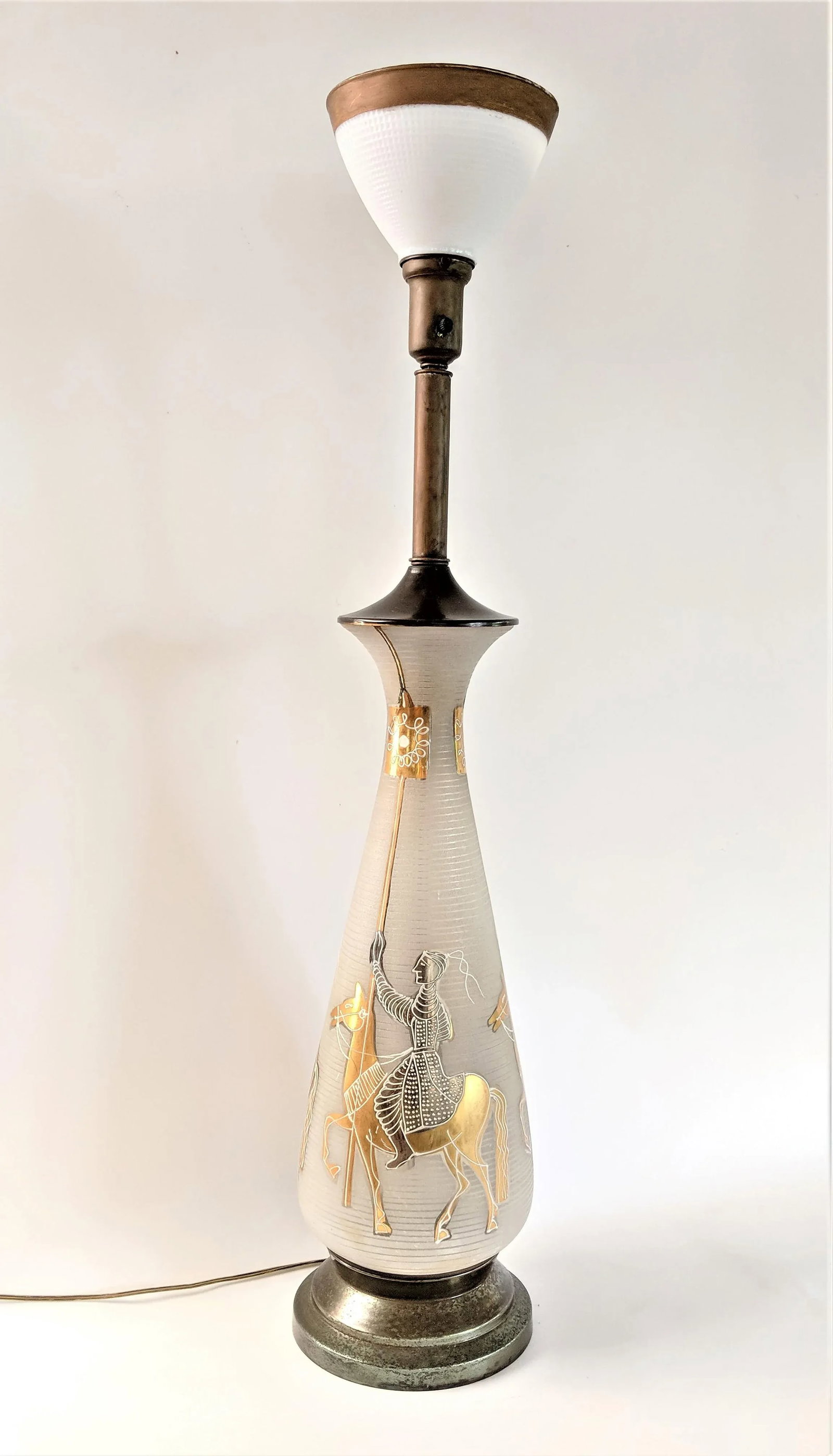 Mongolian Knights Italian Frosted Glass Lamp with 24k Gold - 4
