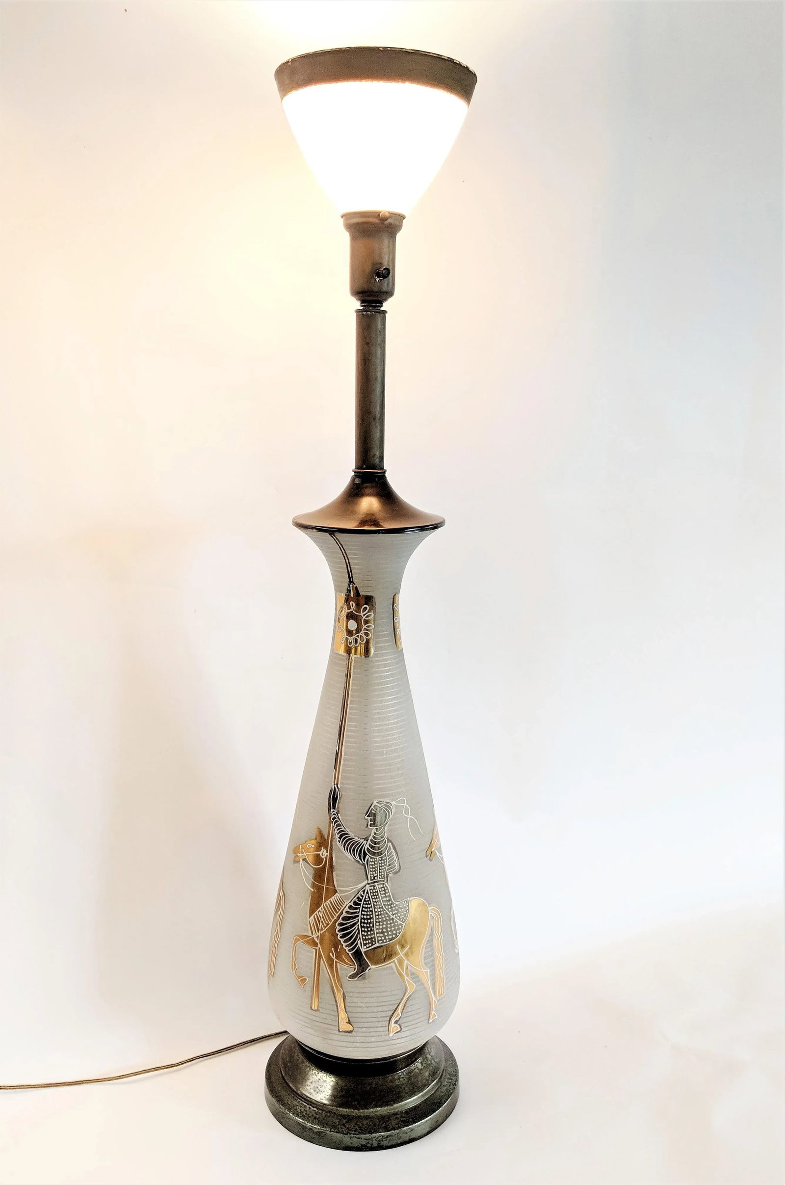 Mongolian Knights Italian Frosted Glass Lamp with 24k Gold - 5