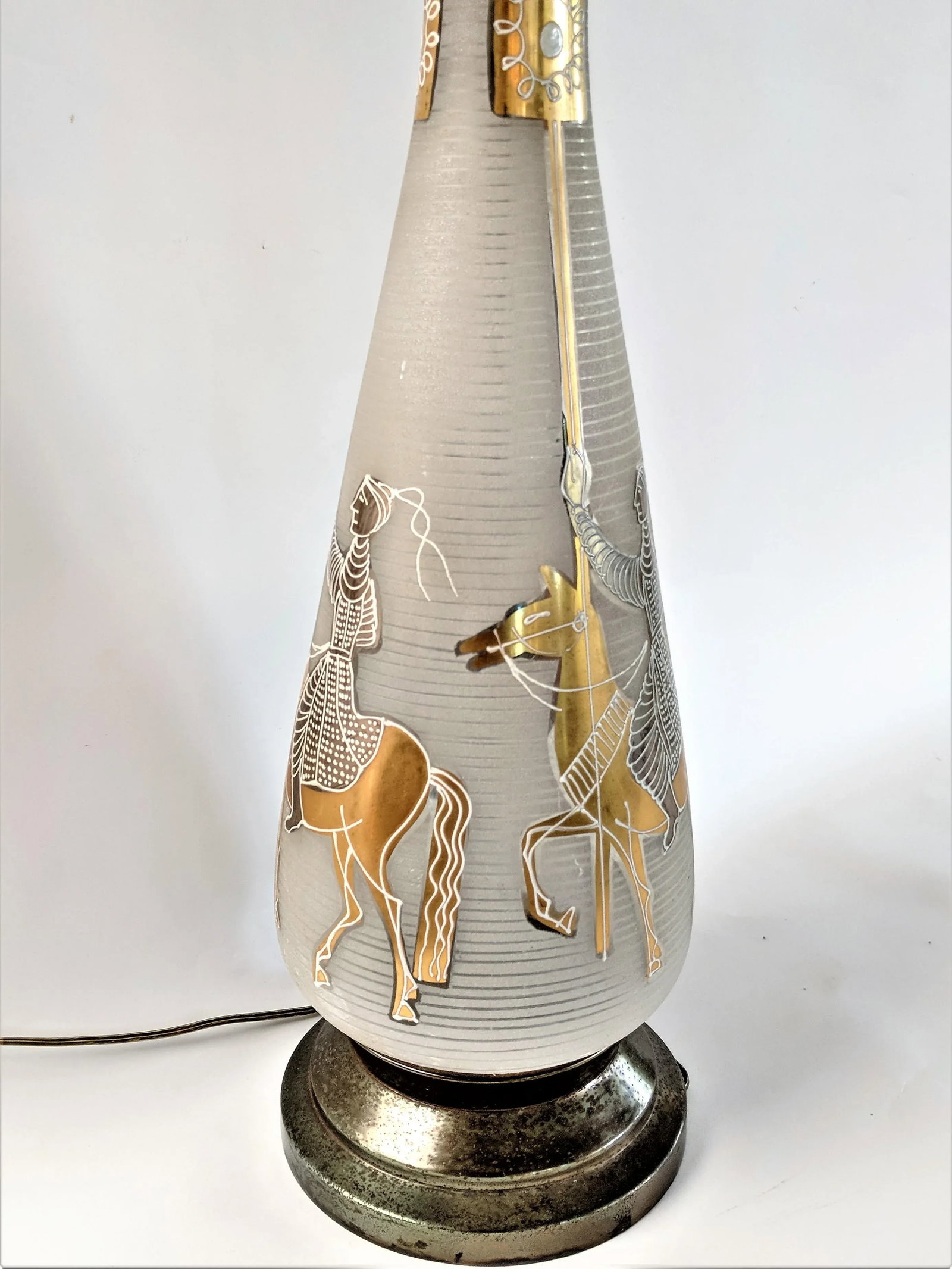 Mongolian Knights Italian Frosted Glass Lamp with 24k Gold - 6