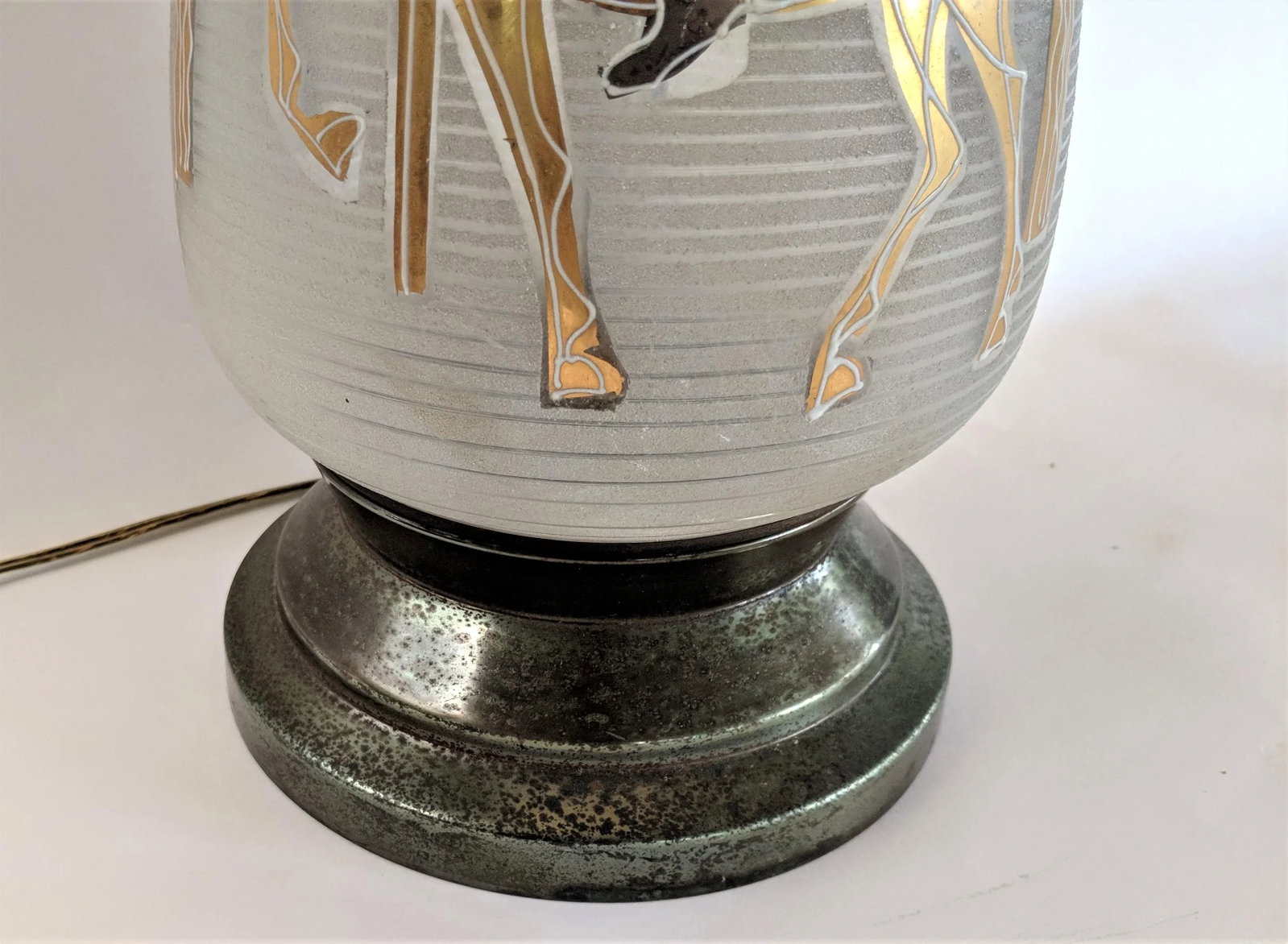 Mongolian Knights Italian Frosted Glass Lamp with 24k Gold - 8