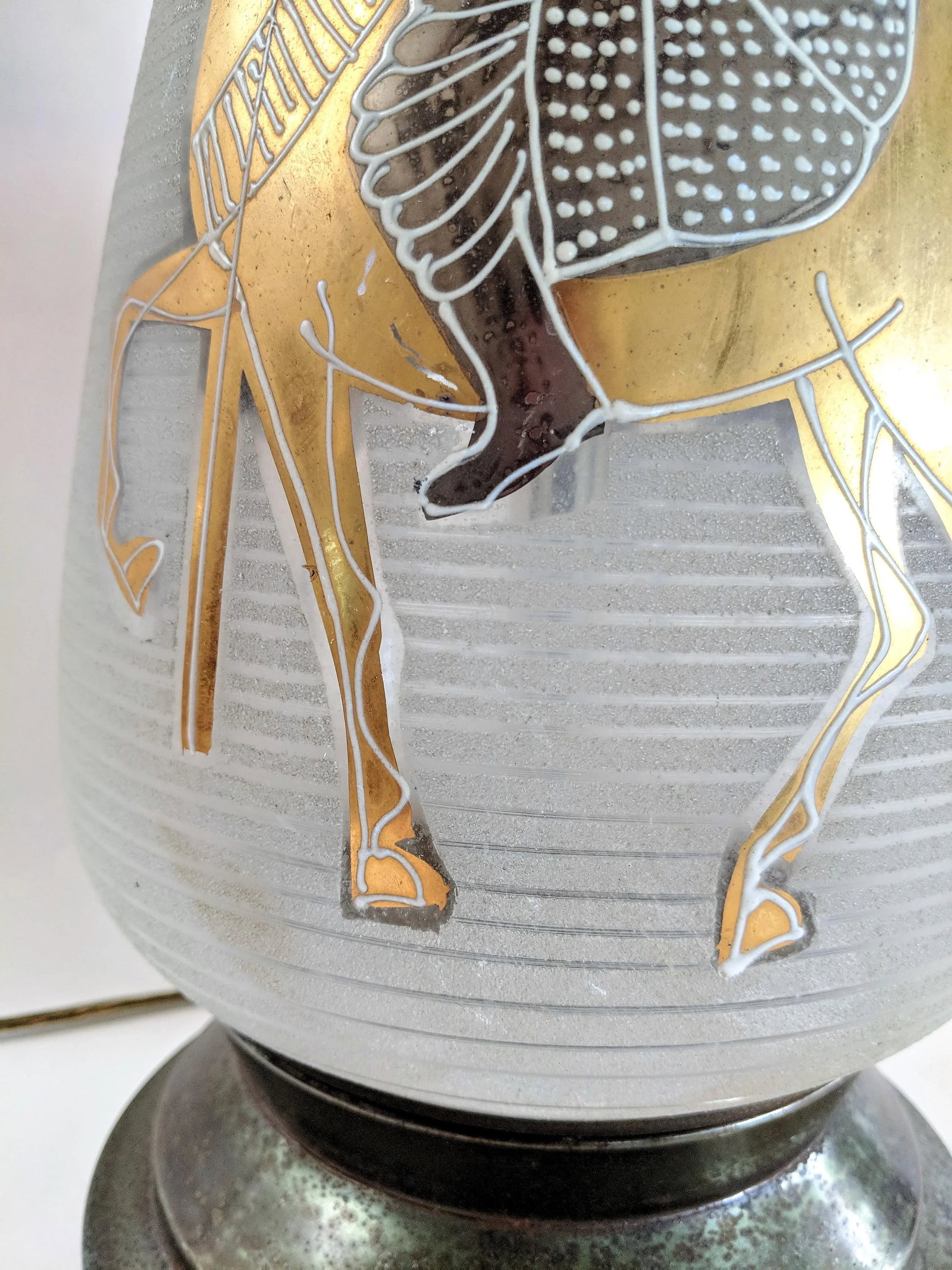 Mongolian Knights Italian Frosted Glass Lamp with 24k Gold - 9