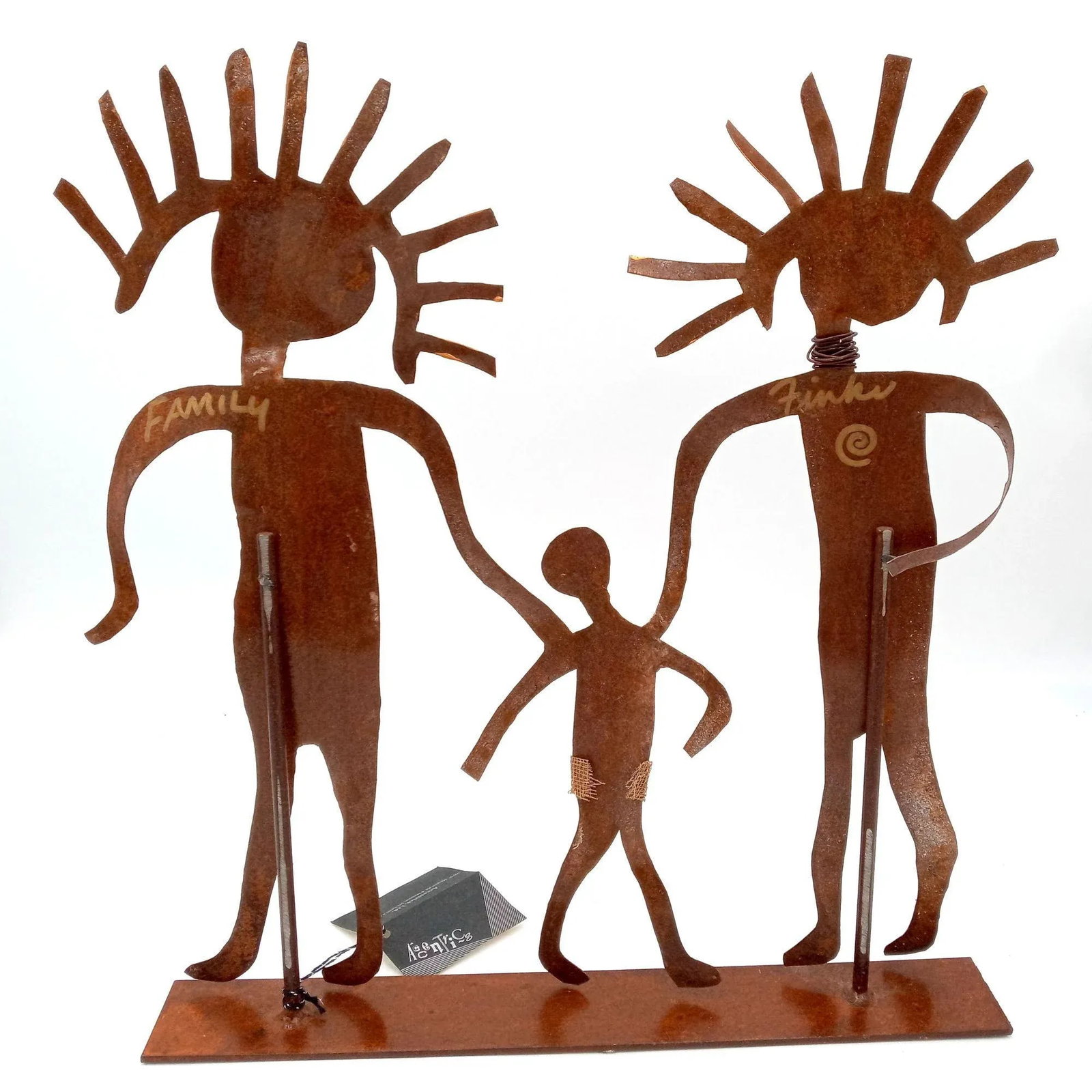 Abstract Metal Family Sculpture Ooak Vintage Bill Finks Brutalist Primitive Home Decor - 4