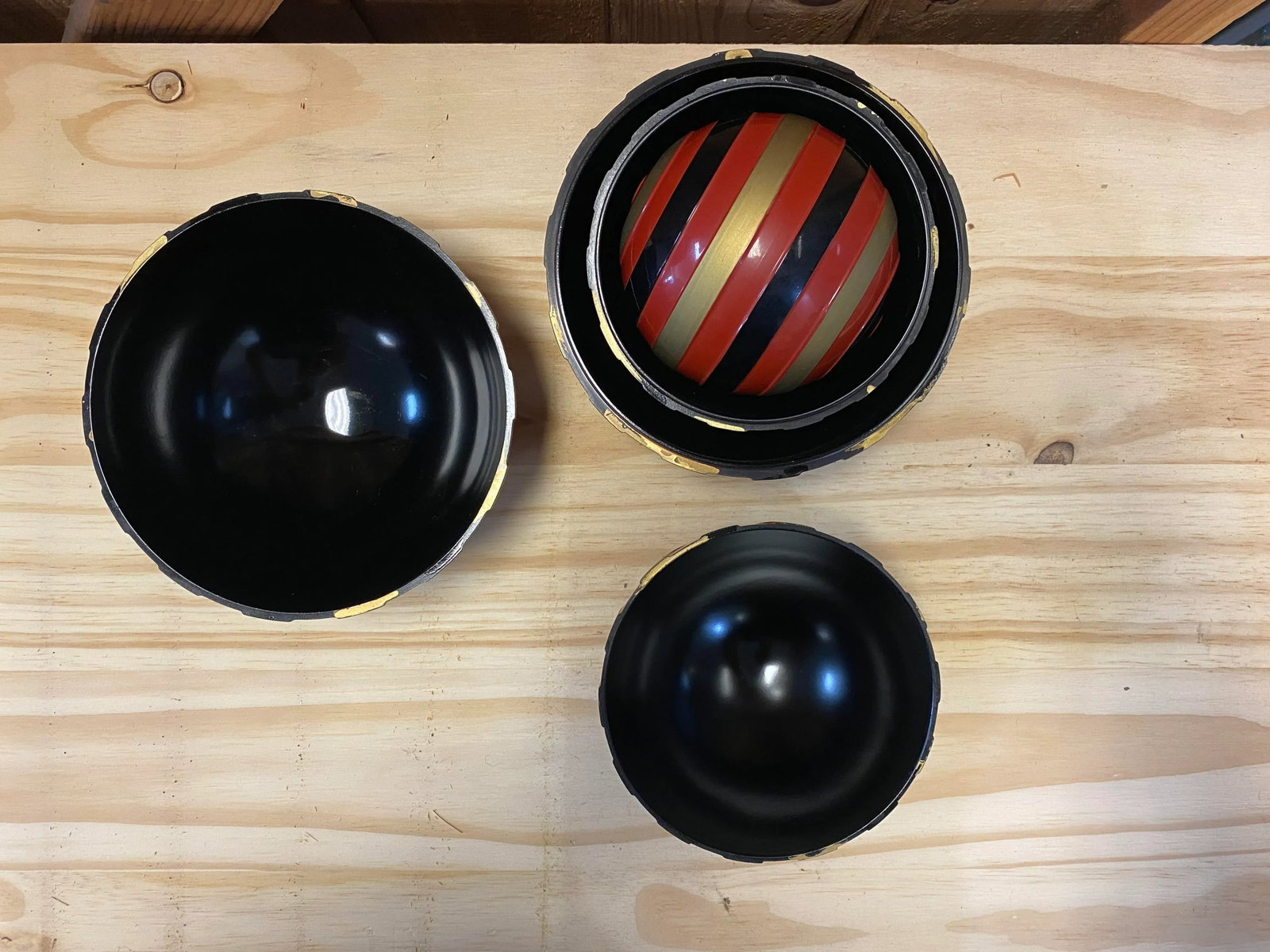 1980's Japanese Ball Shaped Plastic Tea Caddy Storage Containers, Set of 3 - 4