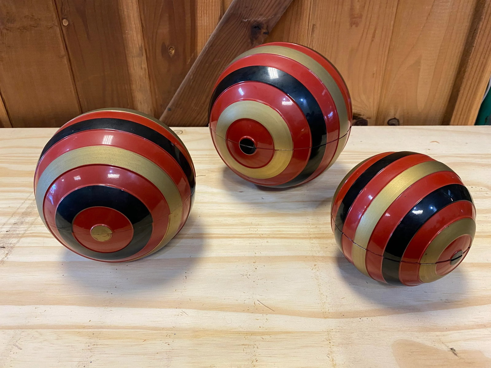 1980's Japanese Ball Shaped Plastic Tea Caddy Storage Containers, Set of 3 - 9