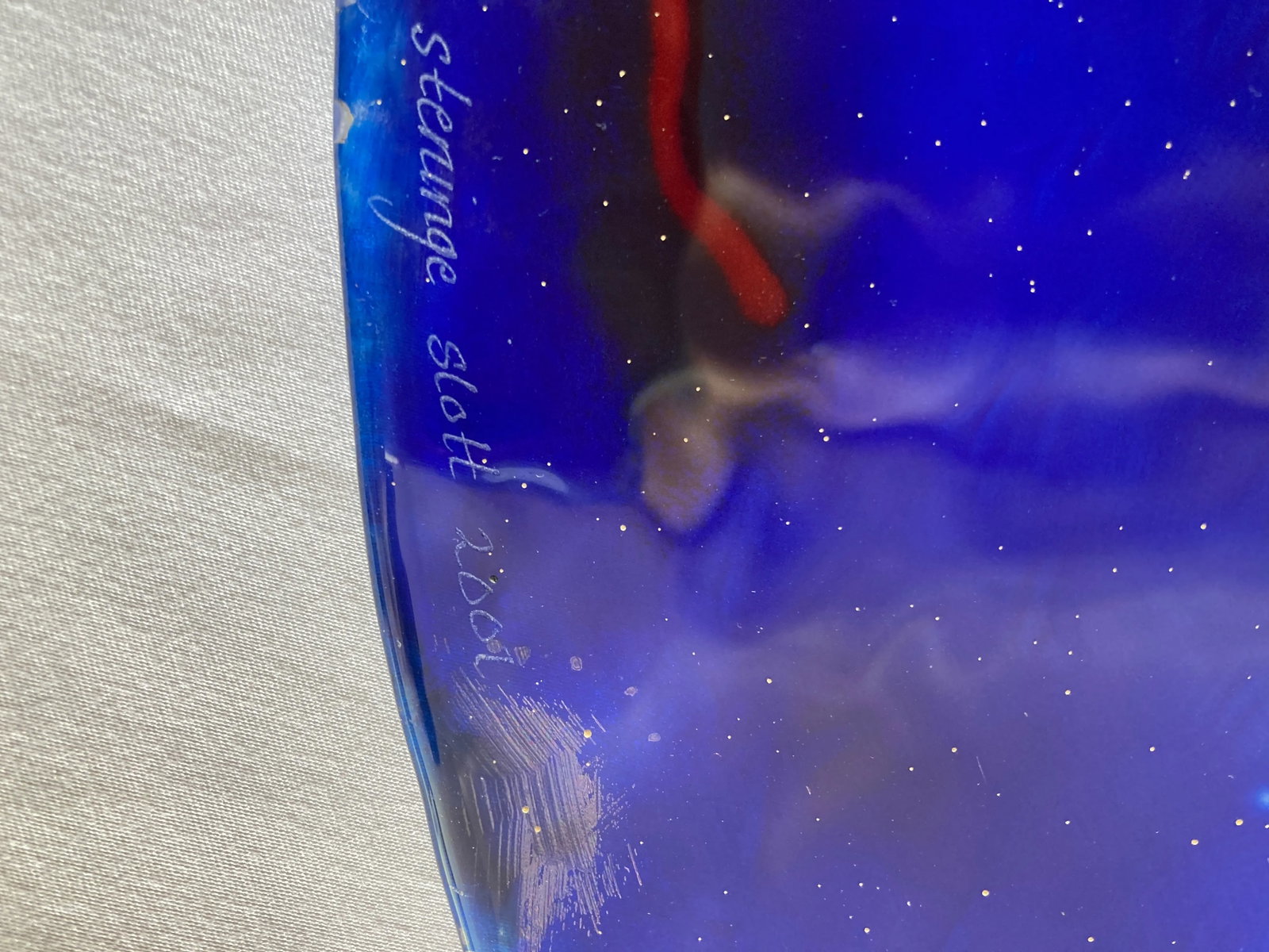 Modern Hand Painted Cobalt Blue Decorative Cat Plate by Jan Steninge Slott - 6