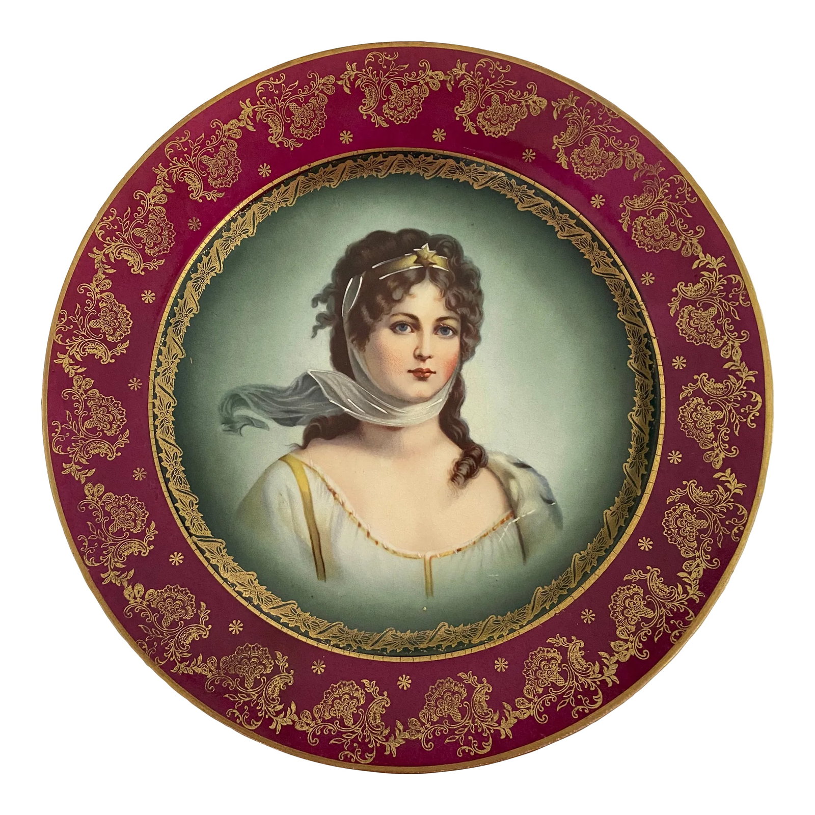 Antique Handpainted, Royal Vienna Plate: antique handpainted, royal Vienna, handpainted portrait plate, exquisite quality that lady painted is beautiful with blue eyes and pale skin Condition: Alterations: Original Condition Unaltered Imperf