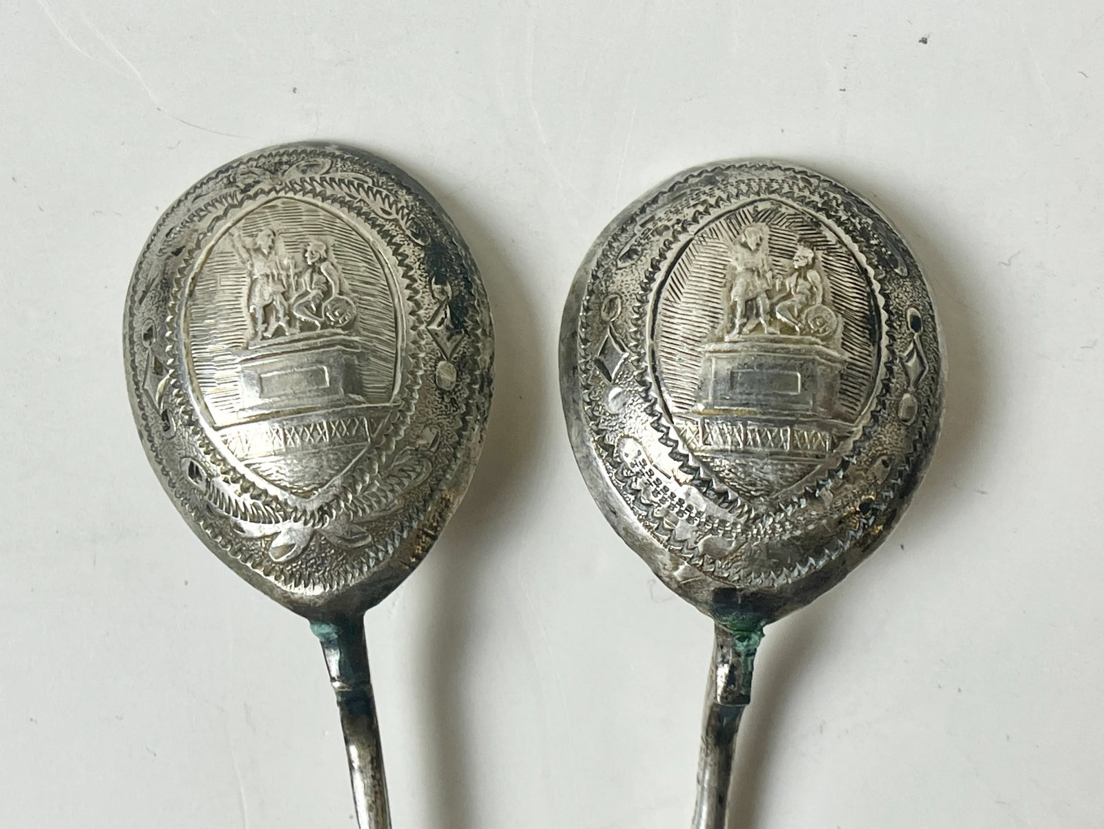Set of 6 Circa 1900 Russian 84 Silver Spoons With Cityscape/Commemorative Imagery - Moscow Imperial - 3