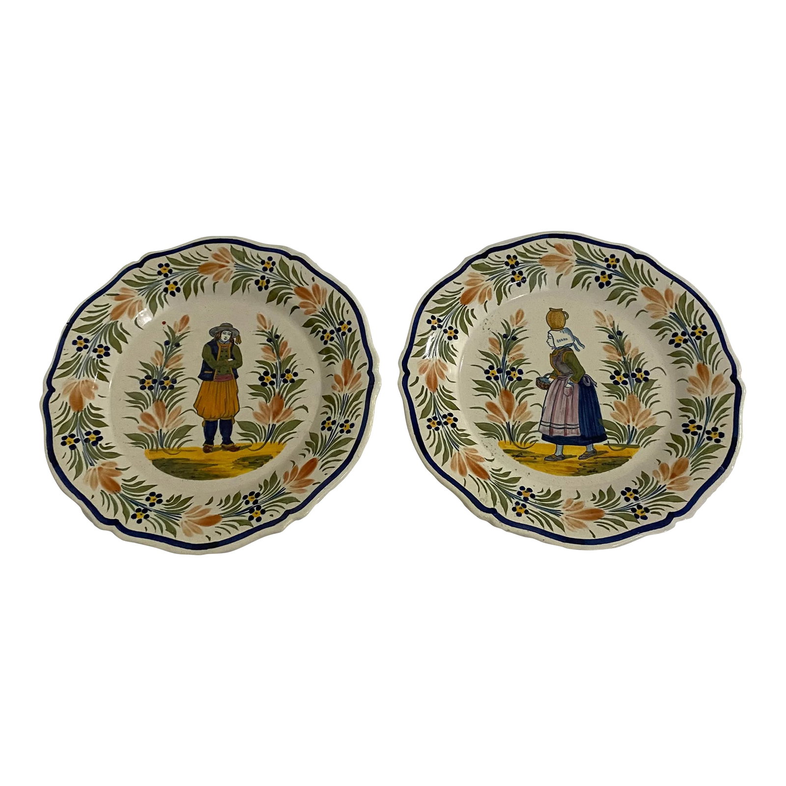 Pair of Vintage Italian Handpainted Faience Plates (1 of 9)