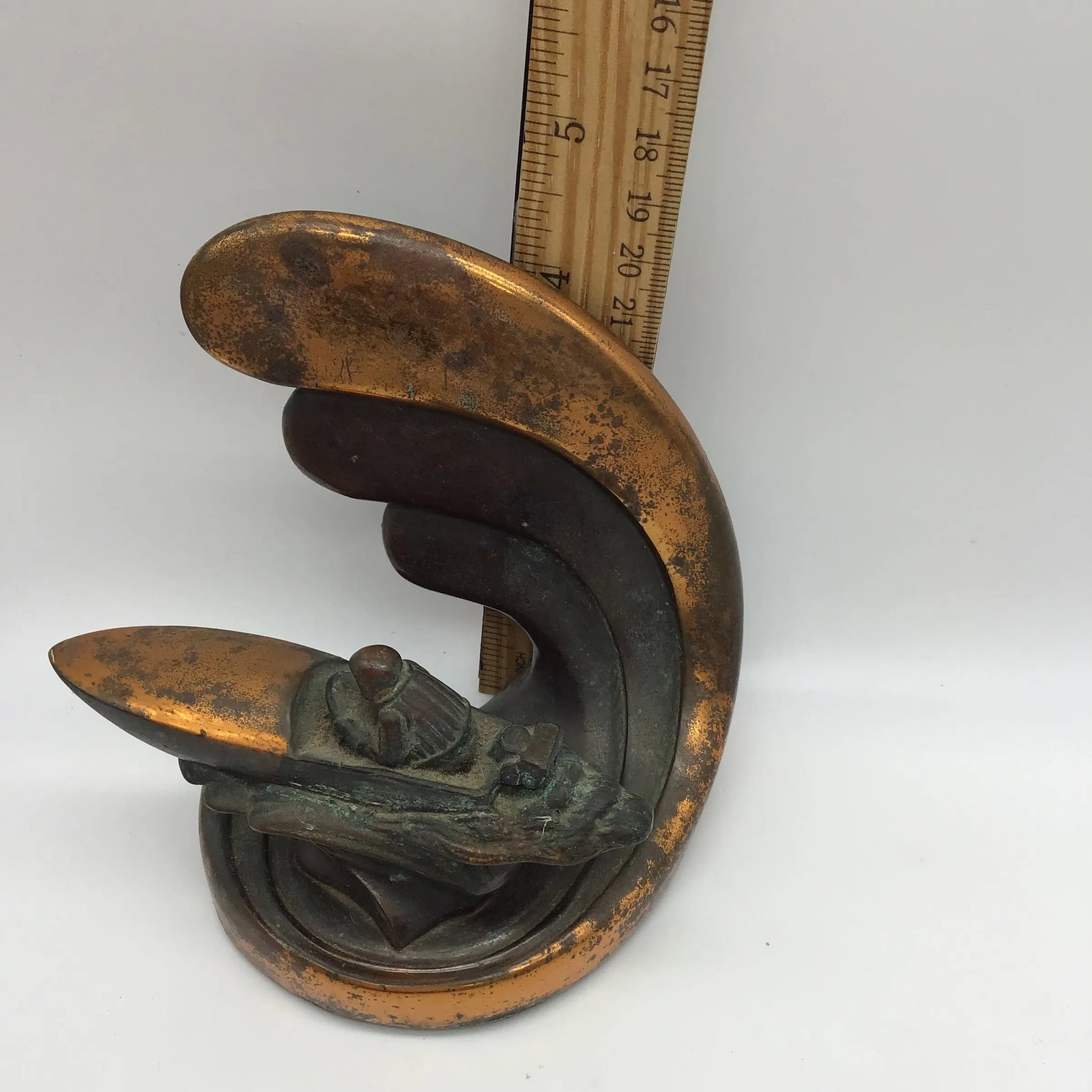 Art Deco Vintage 1930s Art Deco Bookends by Dodge Inc Speed Boat With Wave Bronze Metal - a Pair - 12