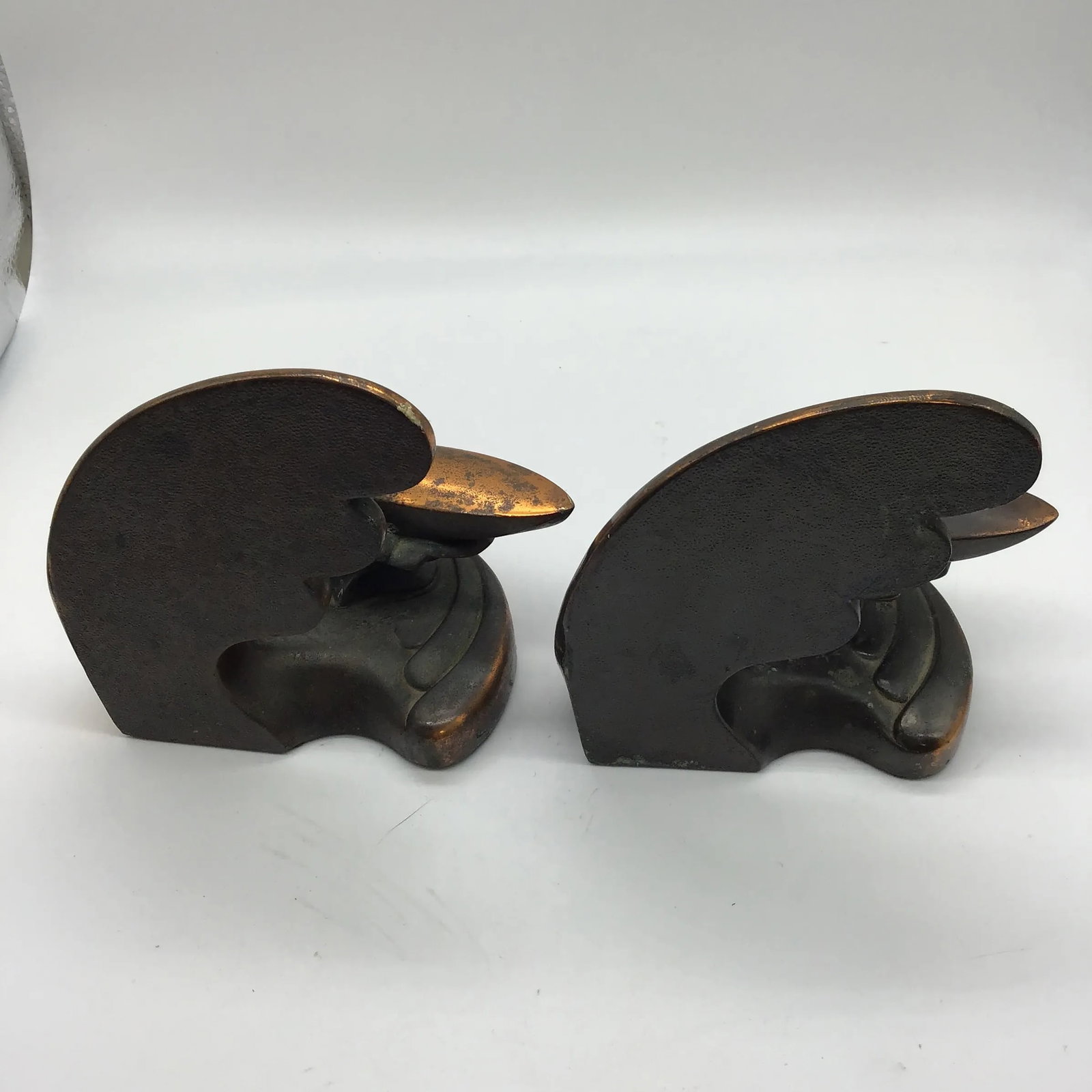 Art Deco Vintage 1930s Art Deco Bookends by Dodge Inc Speed Boat With Wave Bronze Metal - a Pair - 3