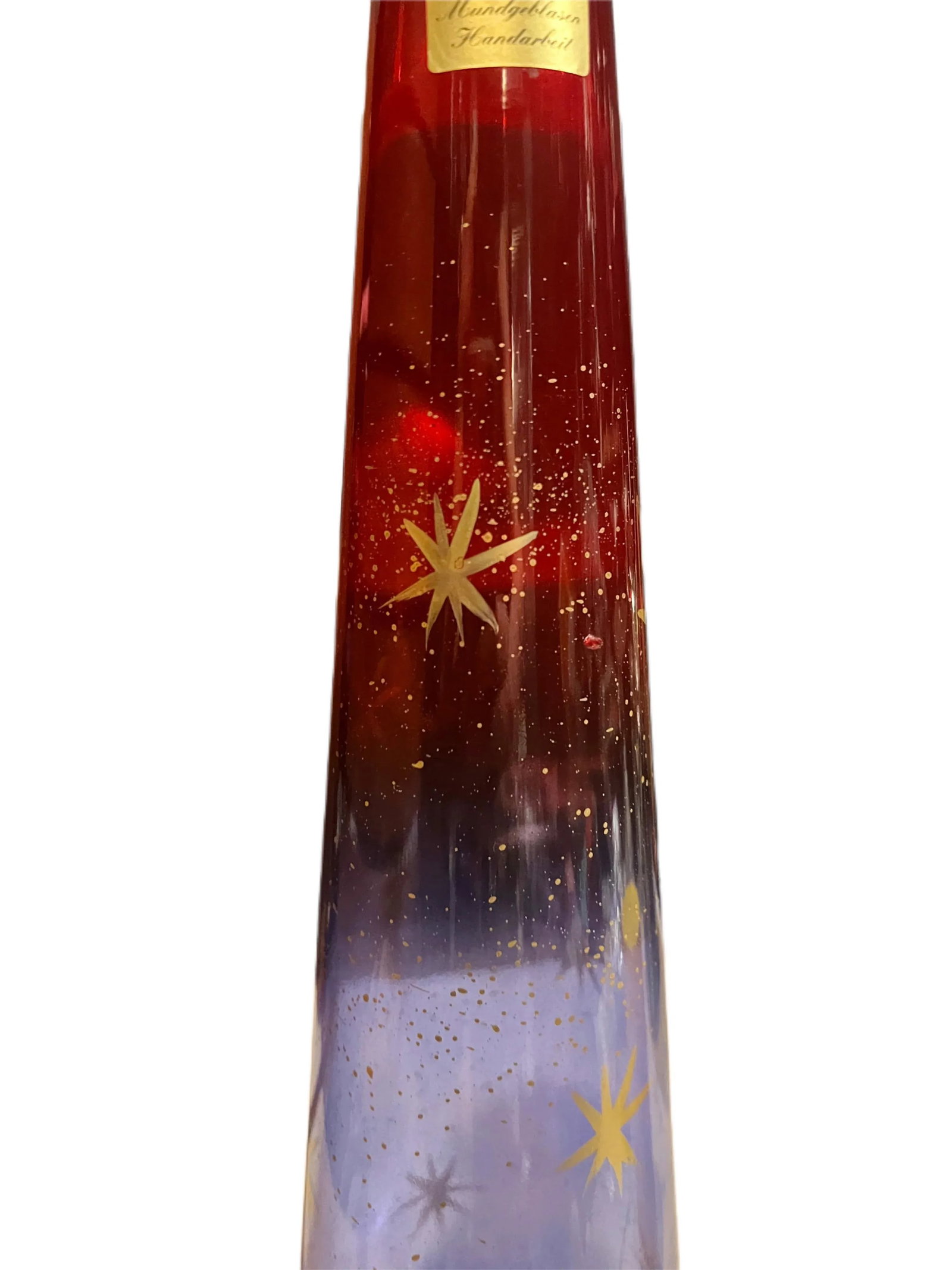 Vintage Mid-Century Modern Style Ambiente Zwiesel Red & Blue Ombre Starburst Art Glass Vase - 6