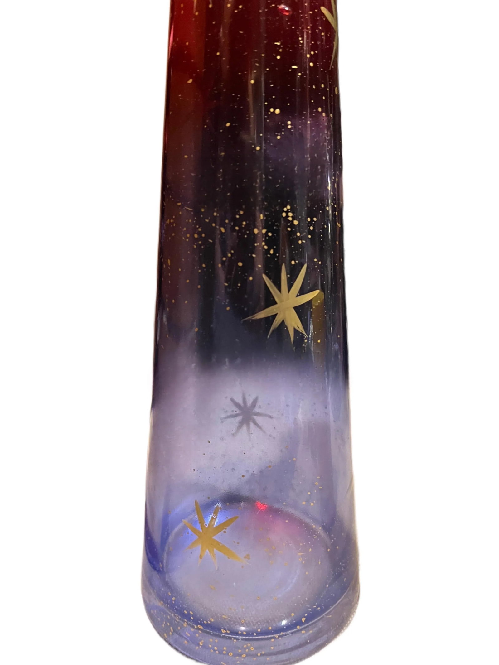 Vintage Mid-Century Modern Style Ambiente Zwiesel Red & Blue Ombre Starburst Art Glass Vase - 7