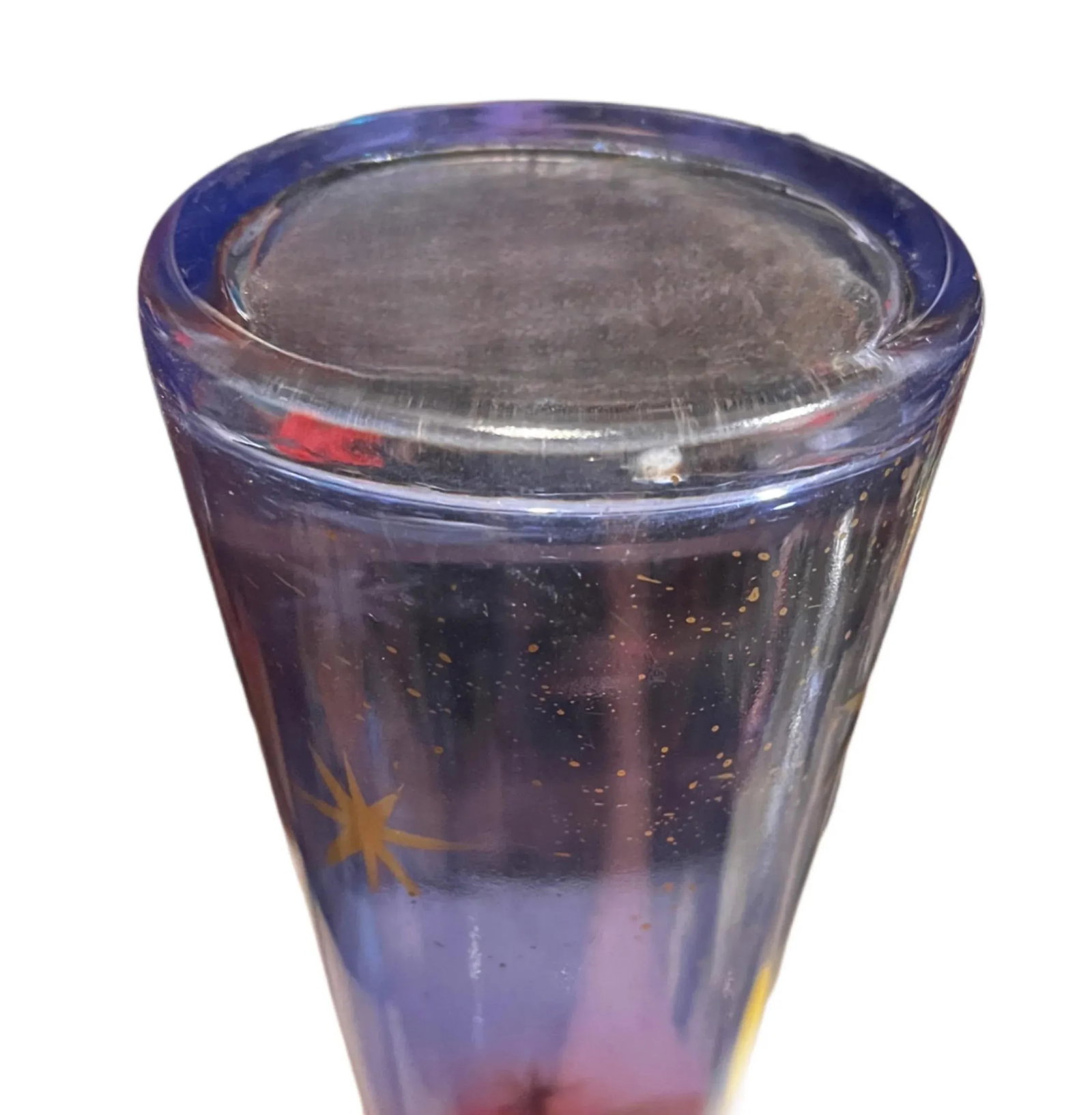 Vintage Mid-Century Modern Style Ambiente Zwiesel Red & Blue Ombre Starburst Art Glass Vase - 8