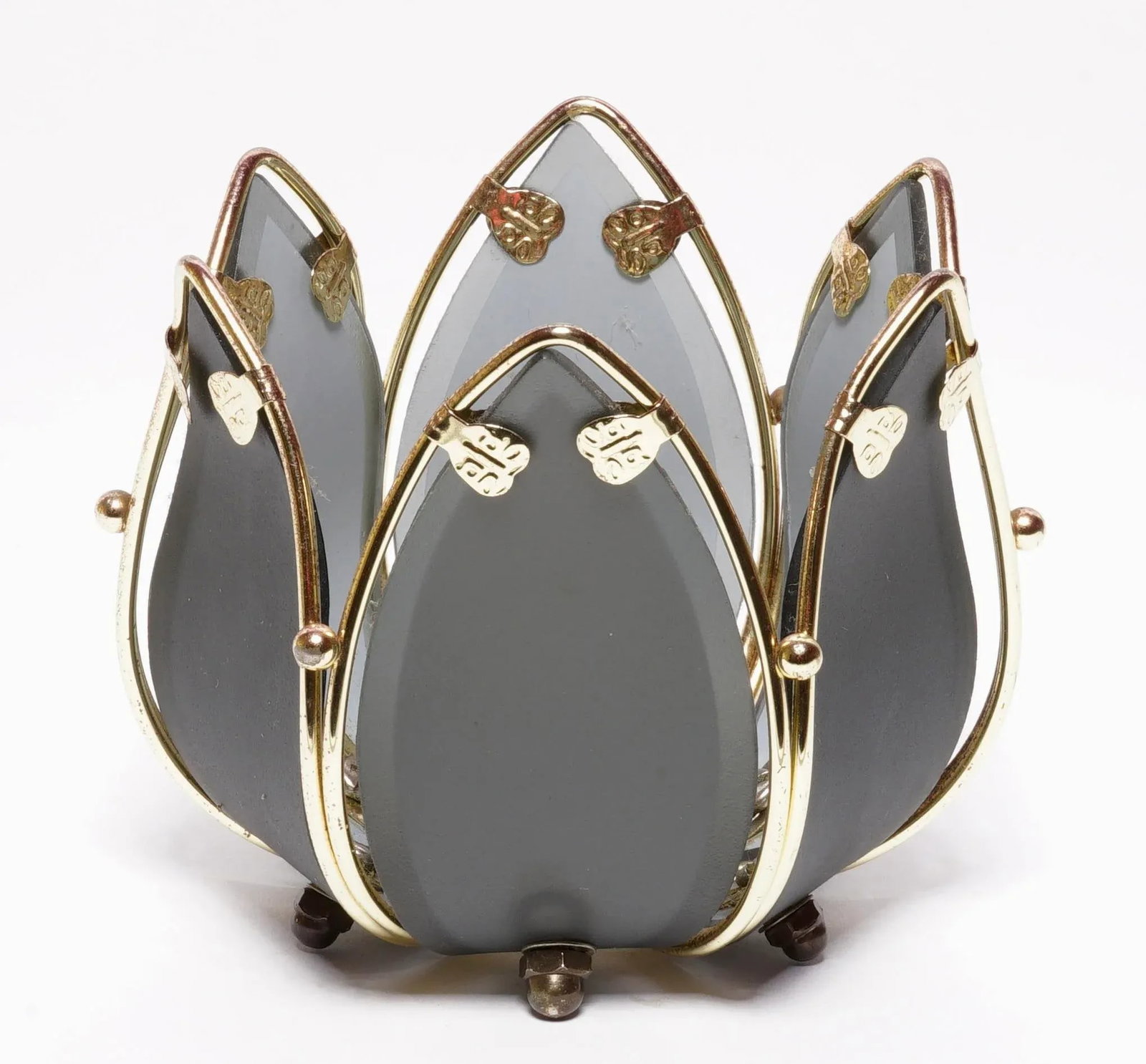 2000s Art Deco Lotus Flower Candle Holder - 2