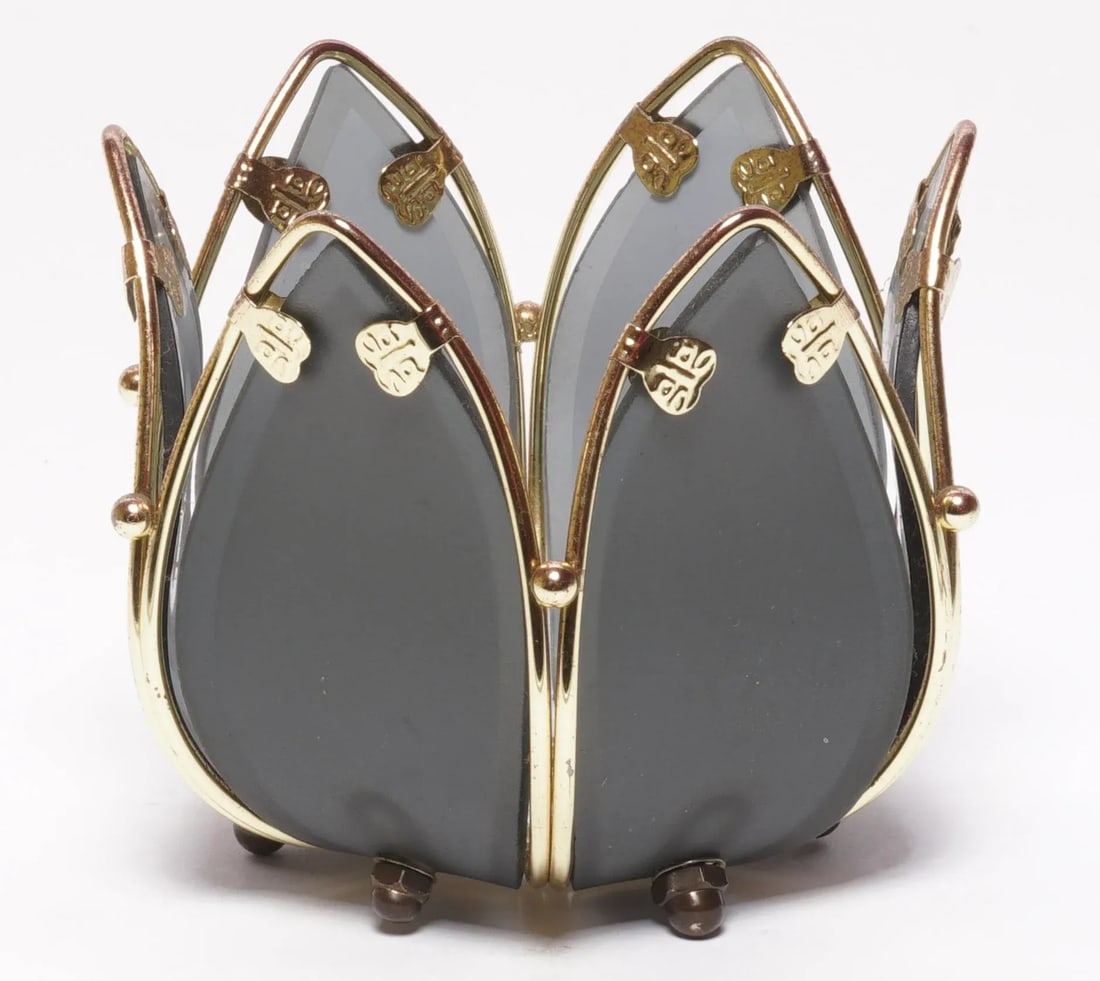 2000s Art Deco Lotus Flower Candle Holder - 5