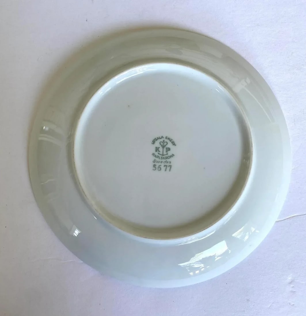 Vintage Upsala Ekeby Karlskrona 1960's Fruit Porcelain Plates With Gold Rim - Set of 6 - 10