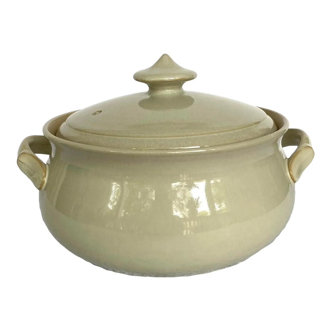 Denby-Langley Energy Round Covered Casserole Dish in Sage, Cream & Yellow Rim (1 of 7)