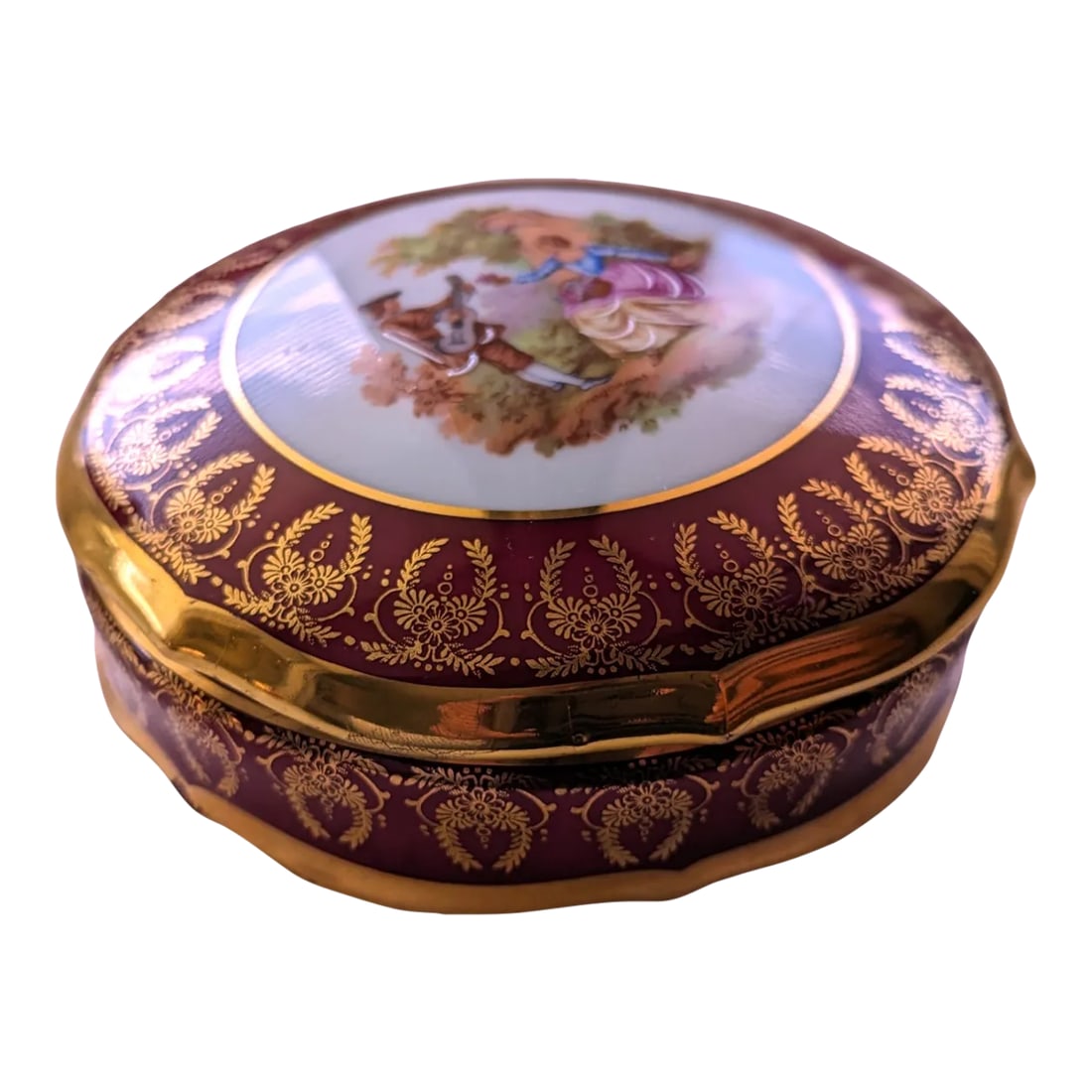 Early 20th Century Gold Toned Accented Limoges Trinket Box (1 of 7)
