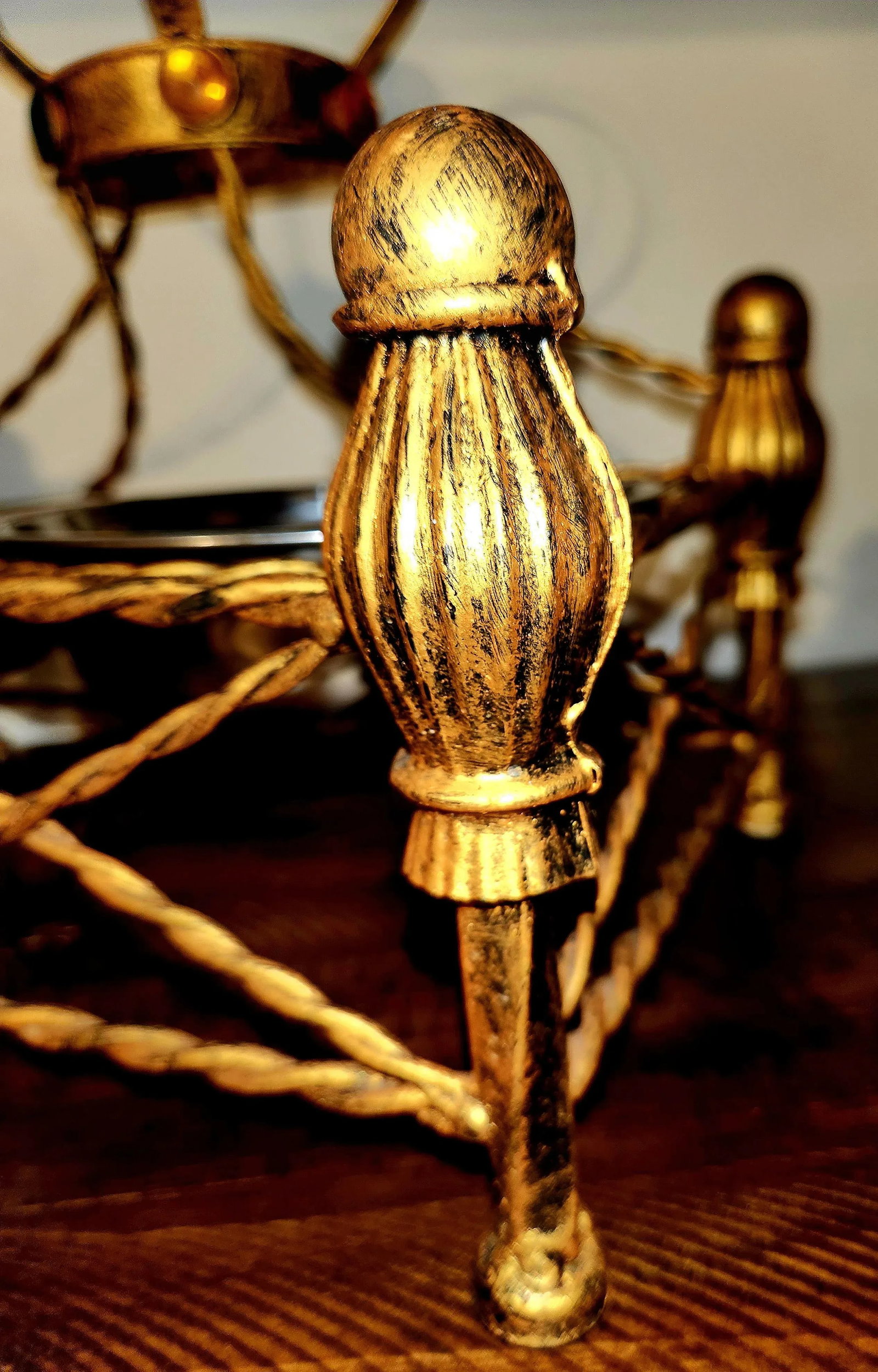 Vintage Golden Metal Gem Adourned Pet (Dog/Cat) Feeder Bowl - 10