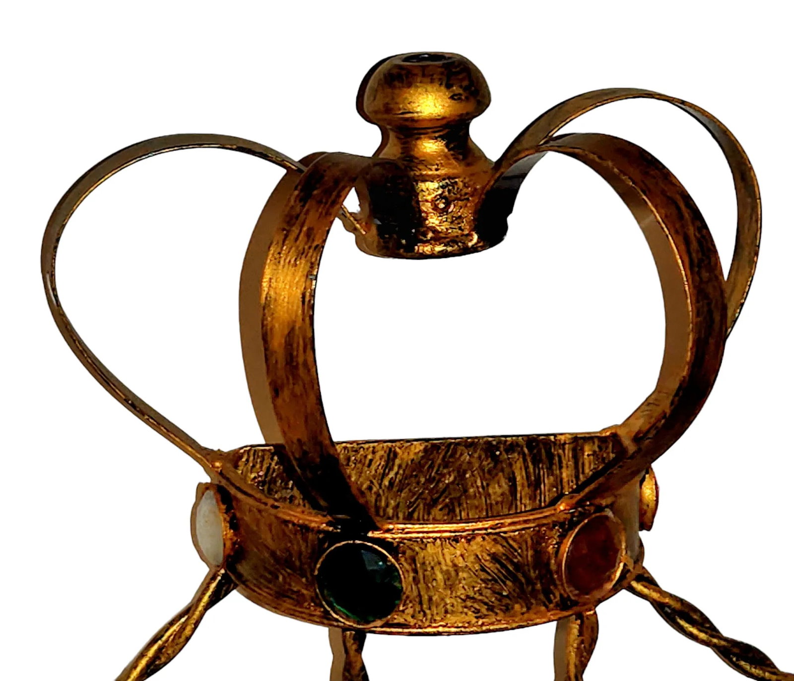 Vintage Golden Metal Gem Adourned Pet (Dog/Cat) Feeder Bowl - 4