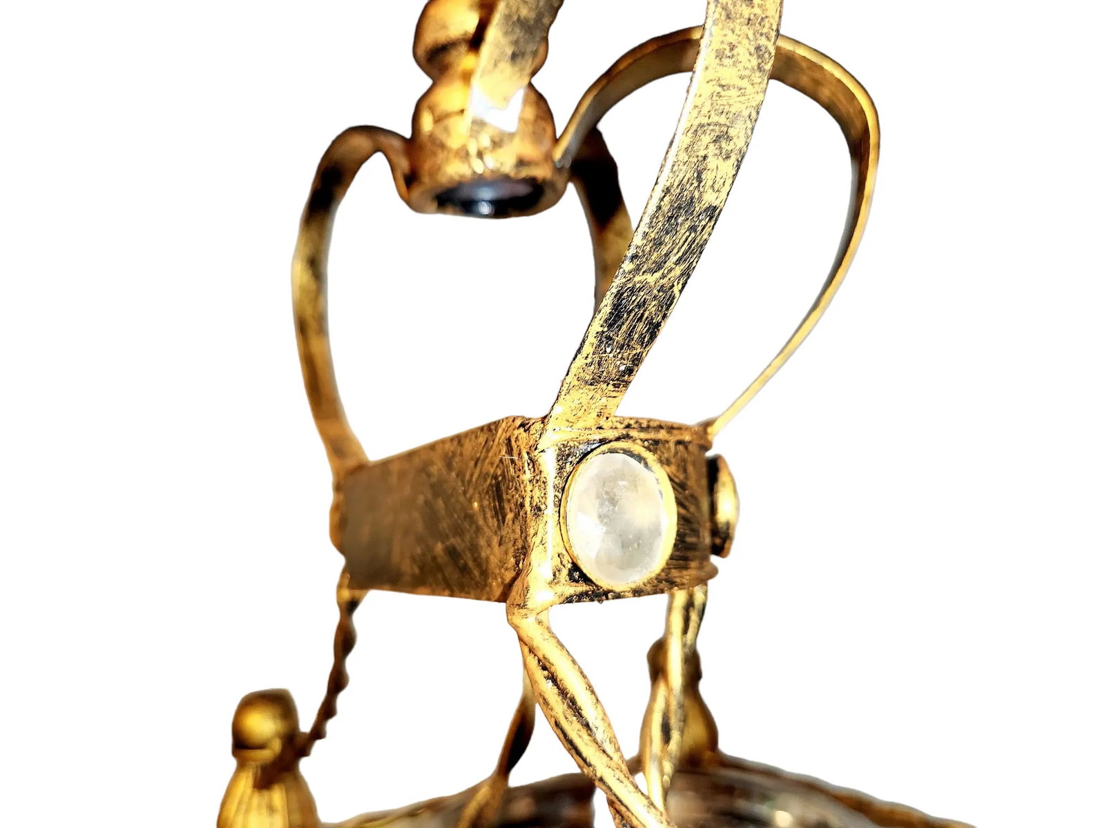 Vintage Golden Metal Gem Adourned Pet (Dog/Cat) Feeder Bowl - 6