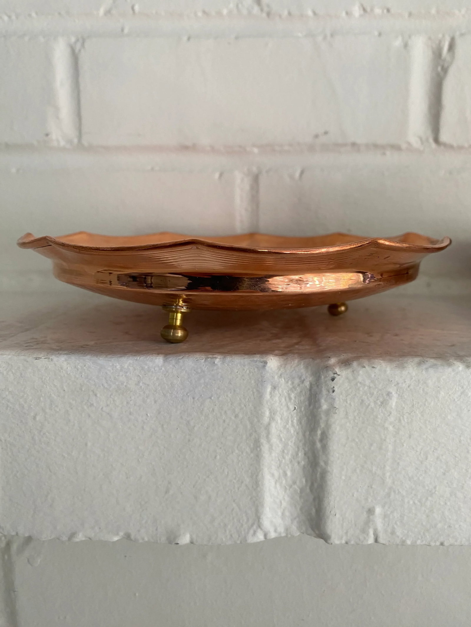 Pair of Vintage Moroccan Handcrafted Copper Serving Plates - 2