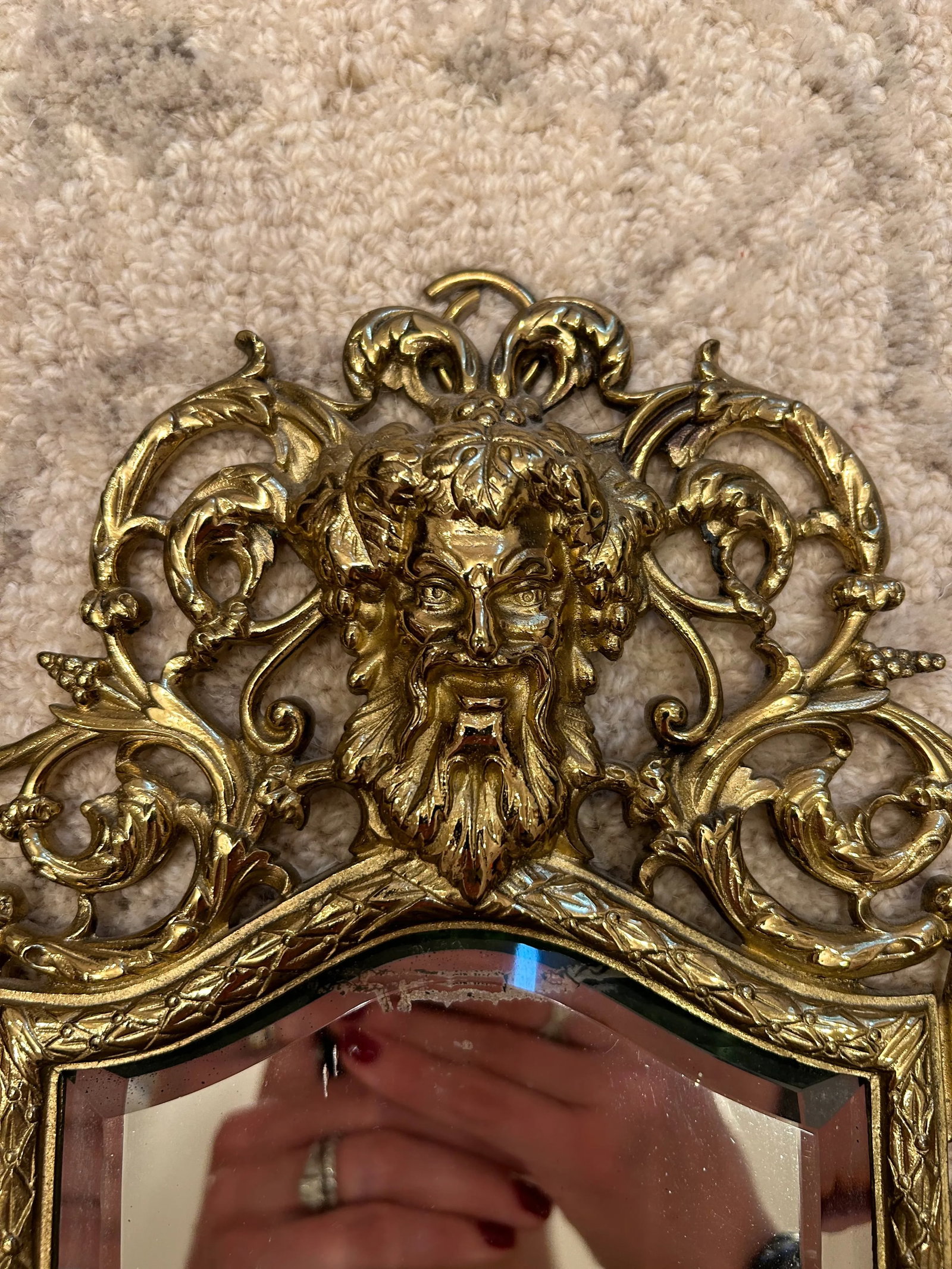 Antique 19th Century P. E. Guerin Brass Vanity Tabletop Mirror - 12