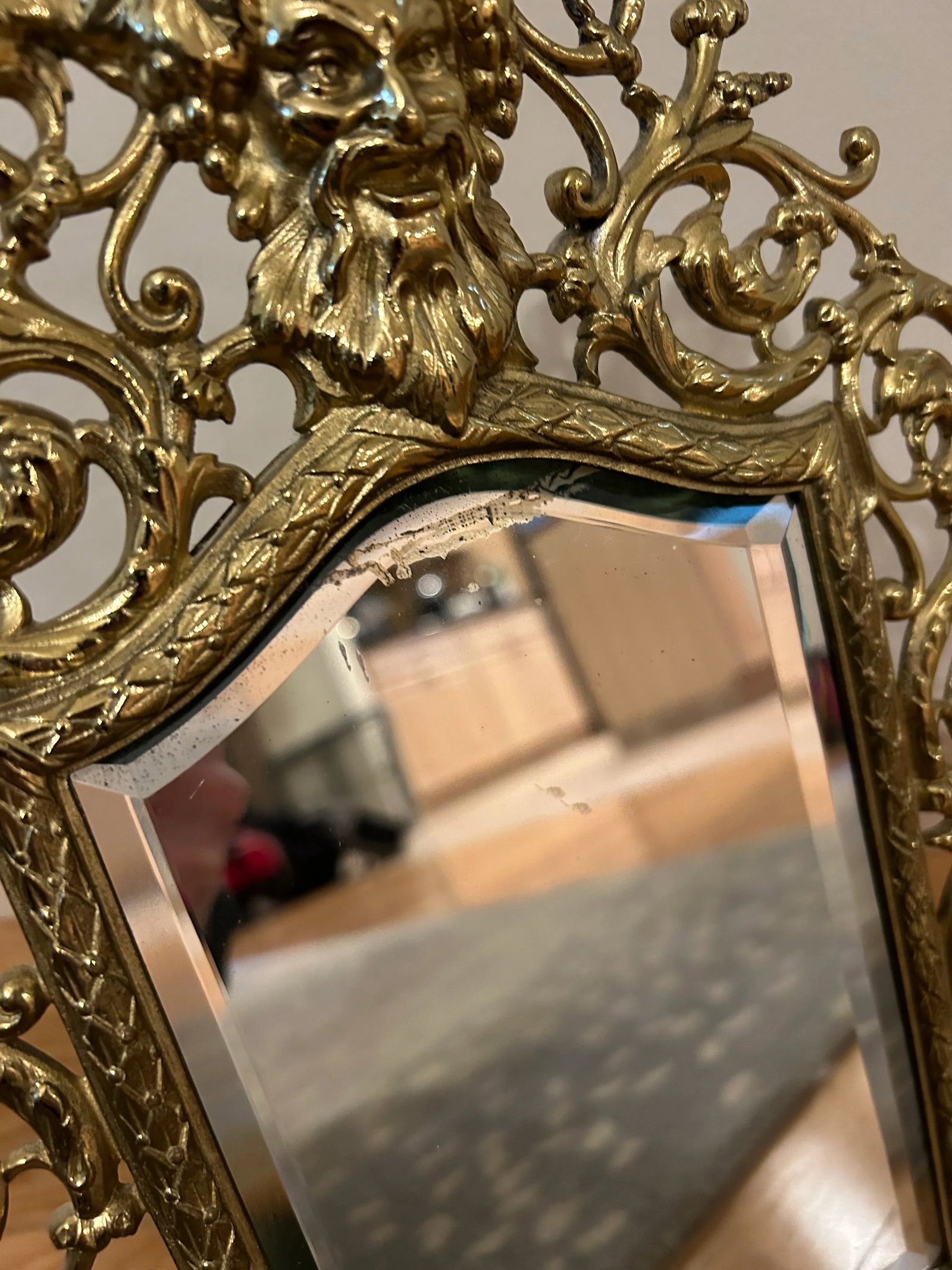 Antique 19th Century P. E. Guerin Brass Vanity Tabletop Mirror - 2