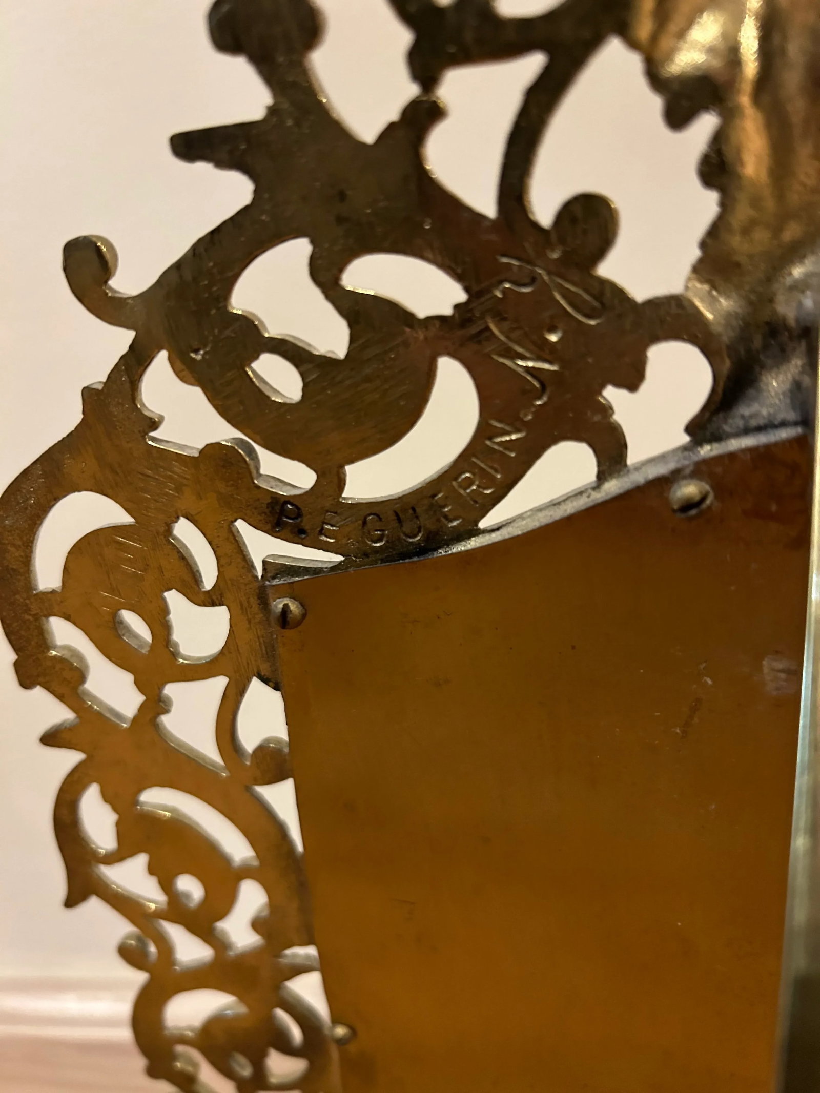 Antique 19th Century P. E. Guerin Brass Vanity Tabletop Mirror - 4