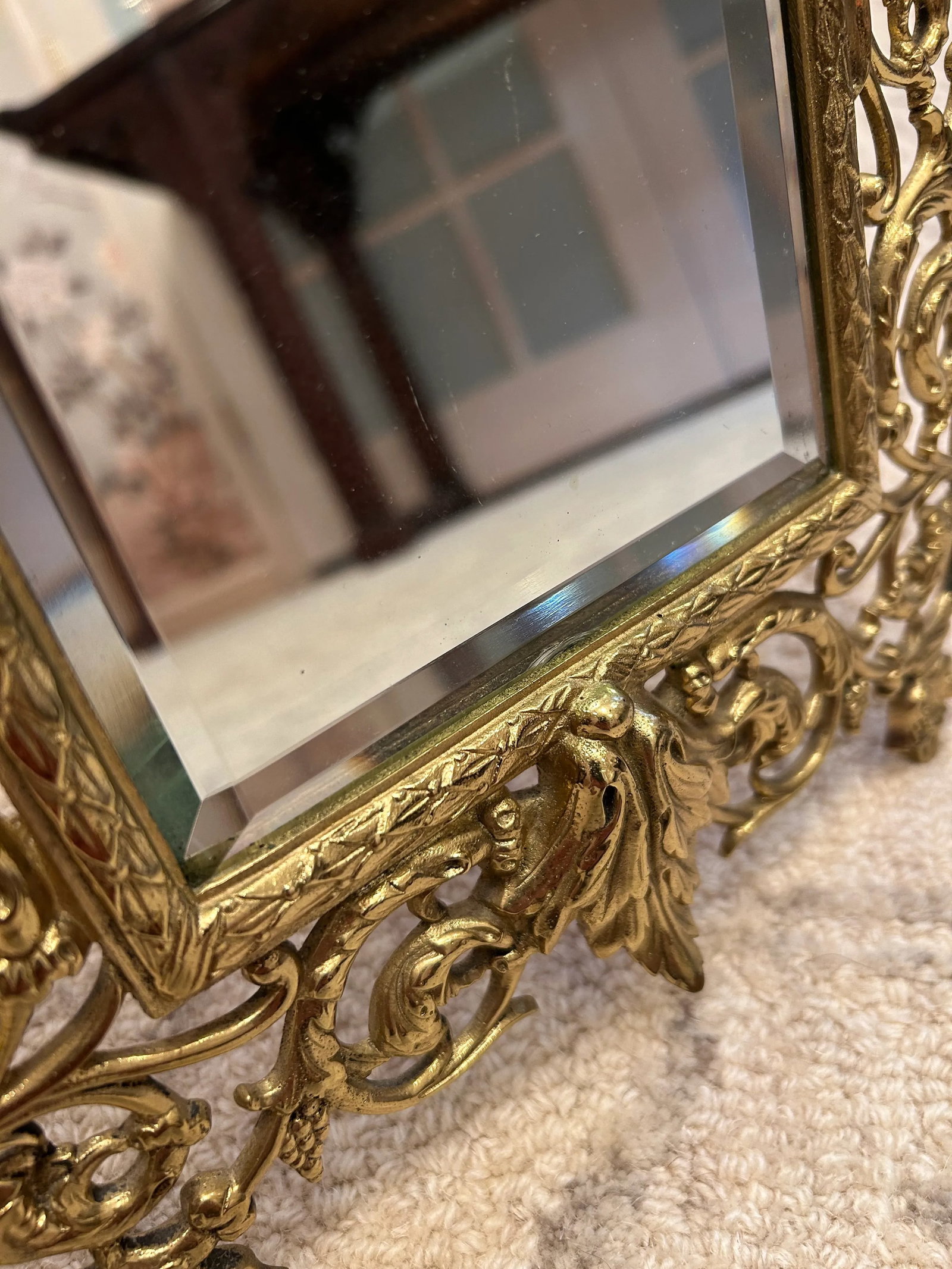 Antique 19th Century P. E. Guerin Brass Vanity Tabletop Mirror - 5