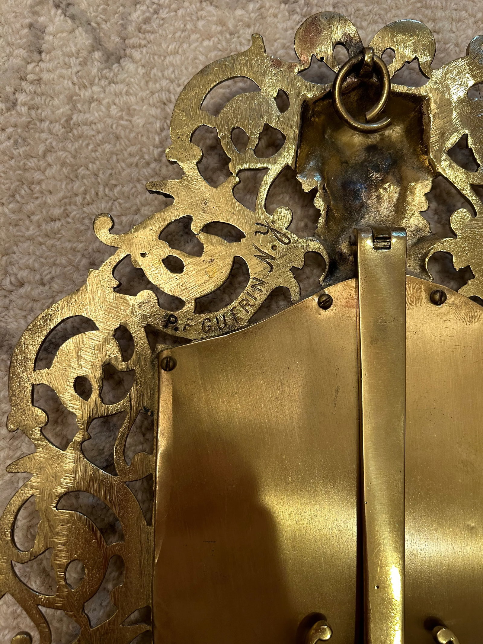 Antique 19th Century P. E. Guerin Brass Vanity Tabletop Mirror - 6