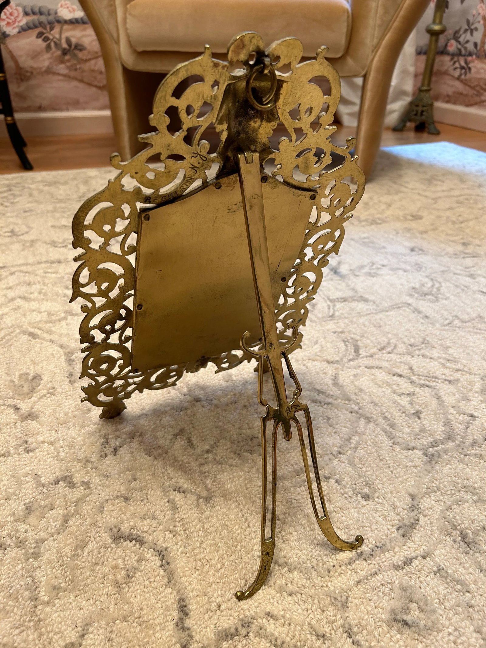 Antique 19th Century P. E. Guerin Brass Vanity Tabletop Mirror - 7