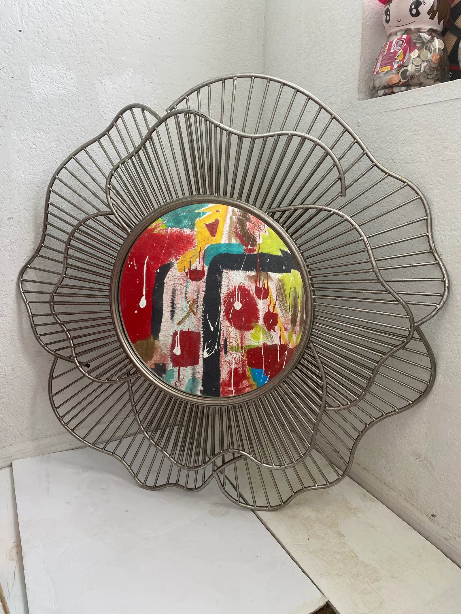 1990s Large Silver Metal Flower Petal Shaped Mirror - 3