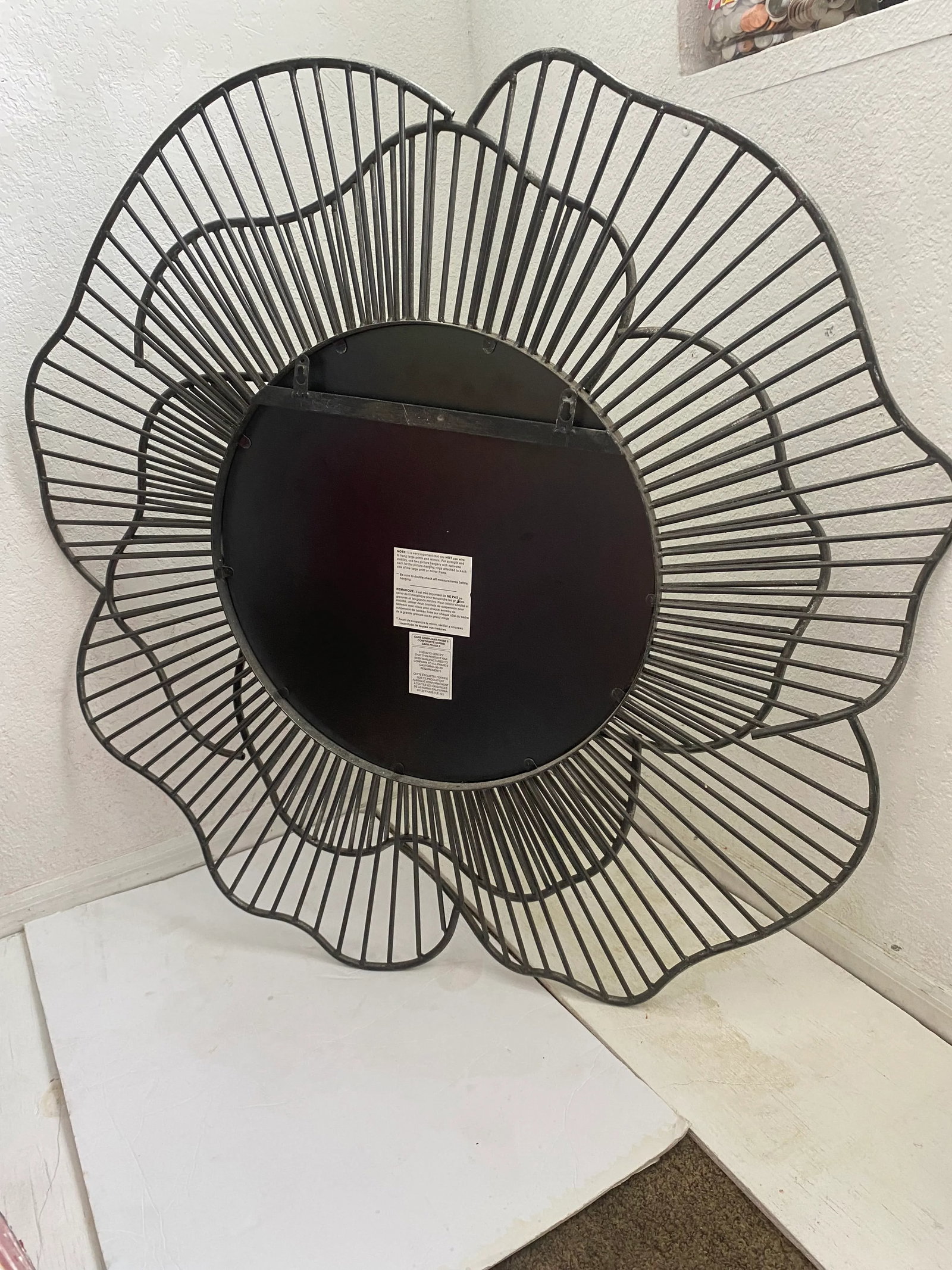 1990s Large Silver Metal Flower Petal Shaped Mirror - 4