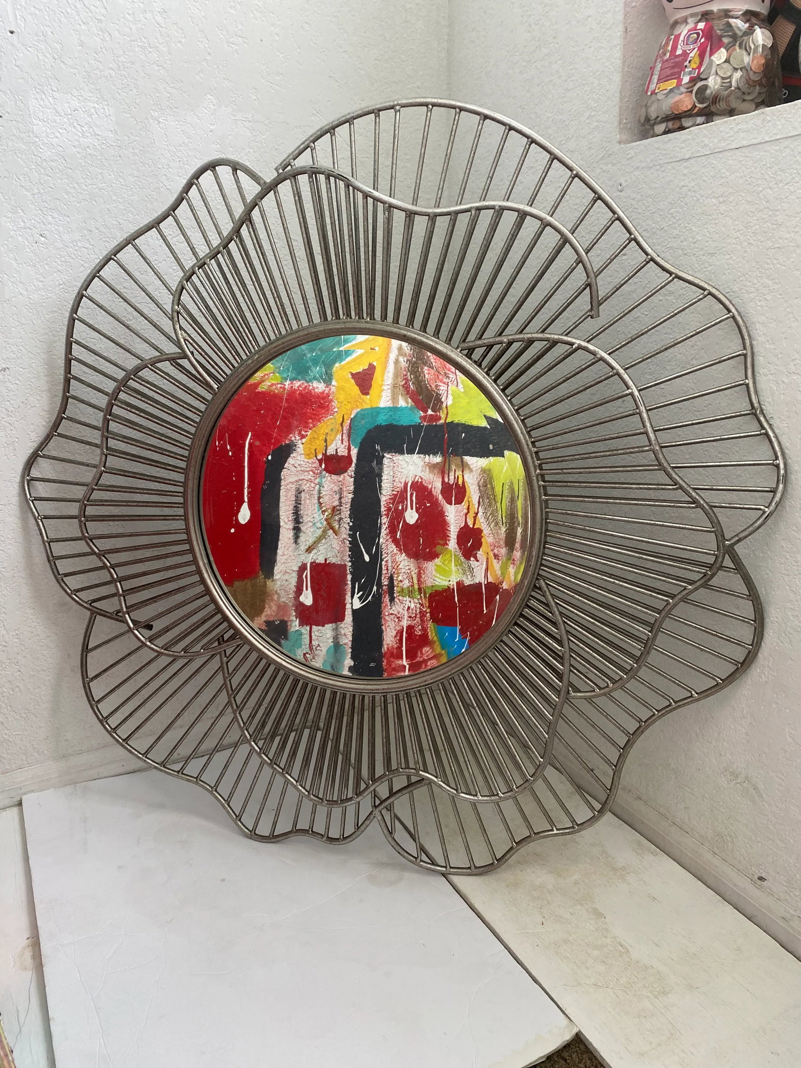 1990s Large Silver Metal Flower Petal Shaped Mirror - 7