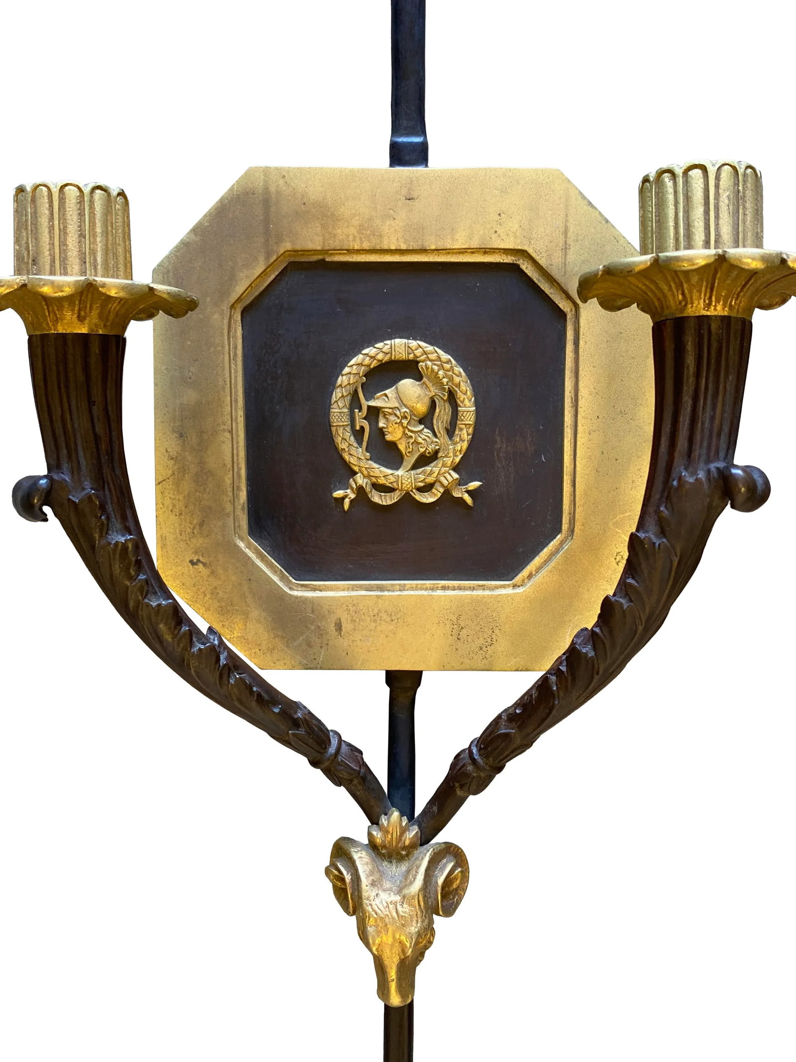 Pair of Roman Neoclassical Gilt and Bronze Candle Sconces With Arrow Motif - 3