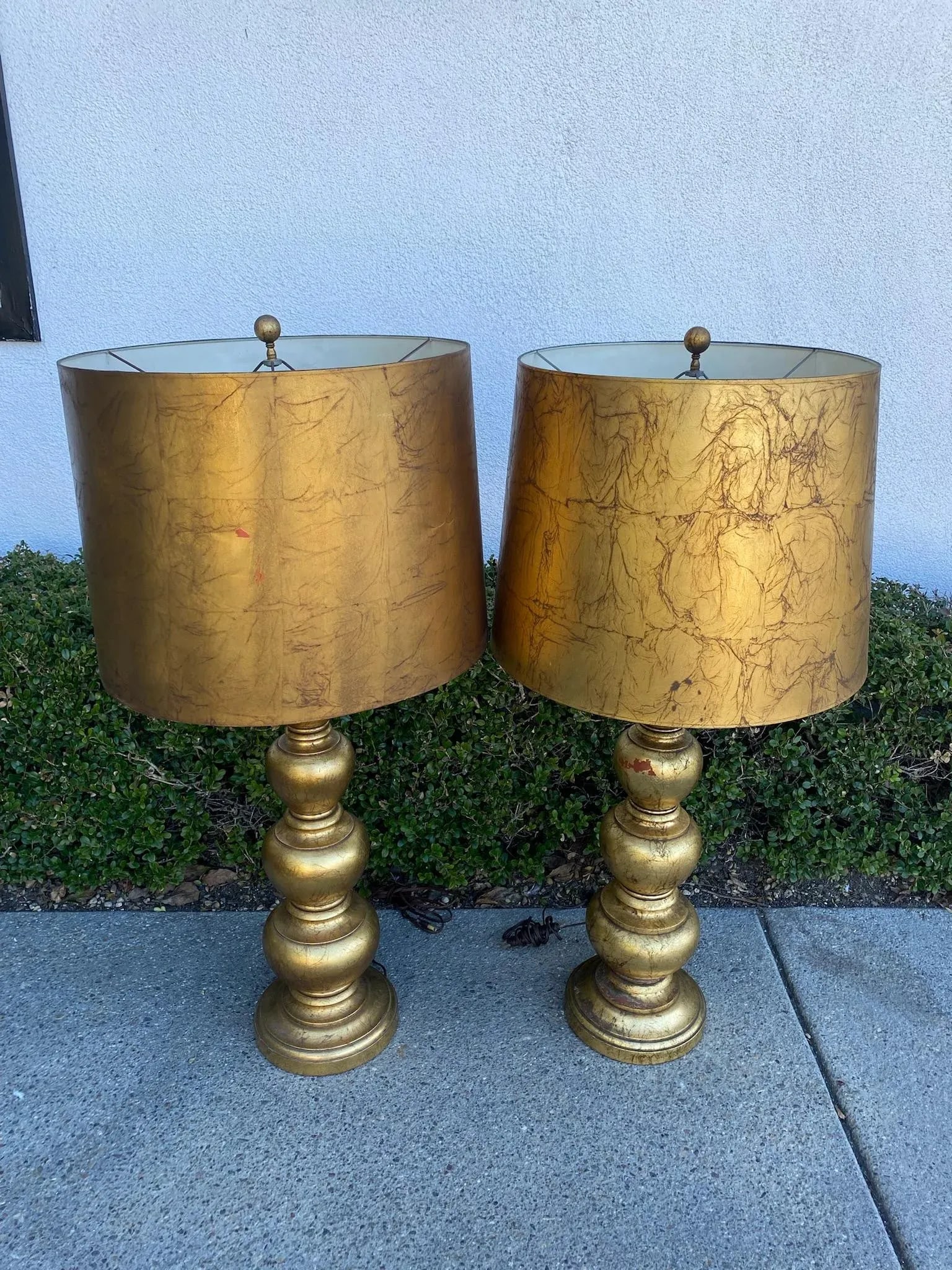 Vintage Gold Leaf Lamp Lamps - a Pair - 2