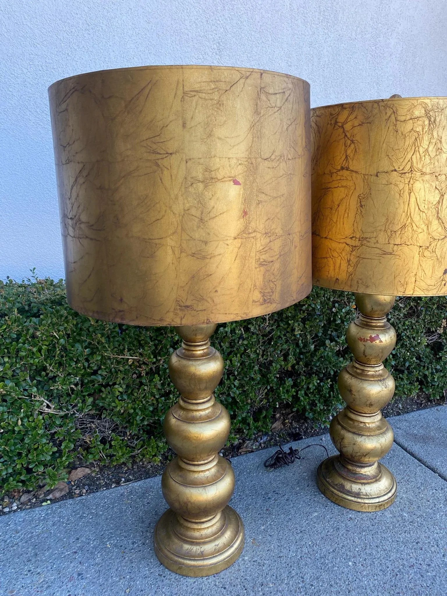 Vintage Gold Leaf Lamp Lamps - a Pair - 3