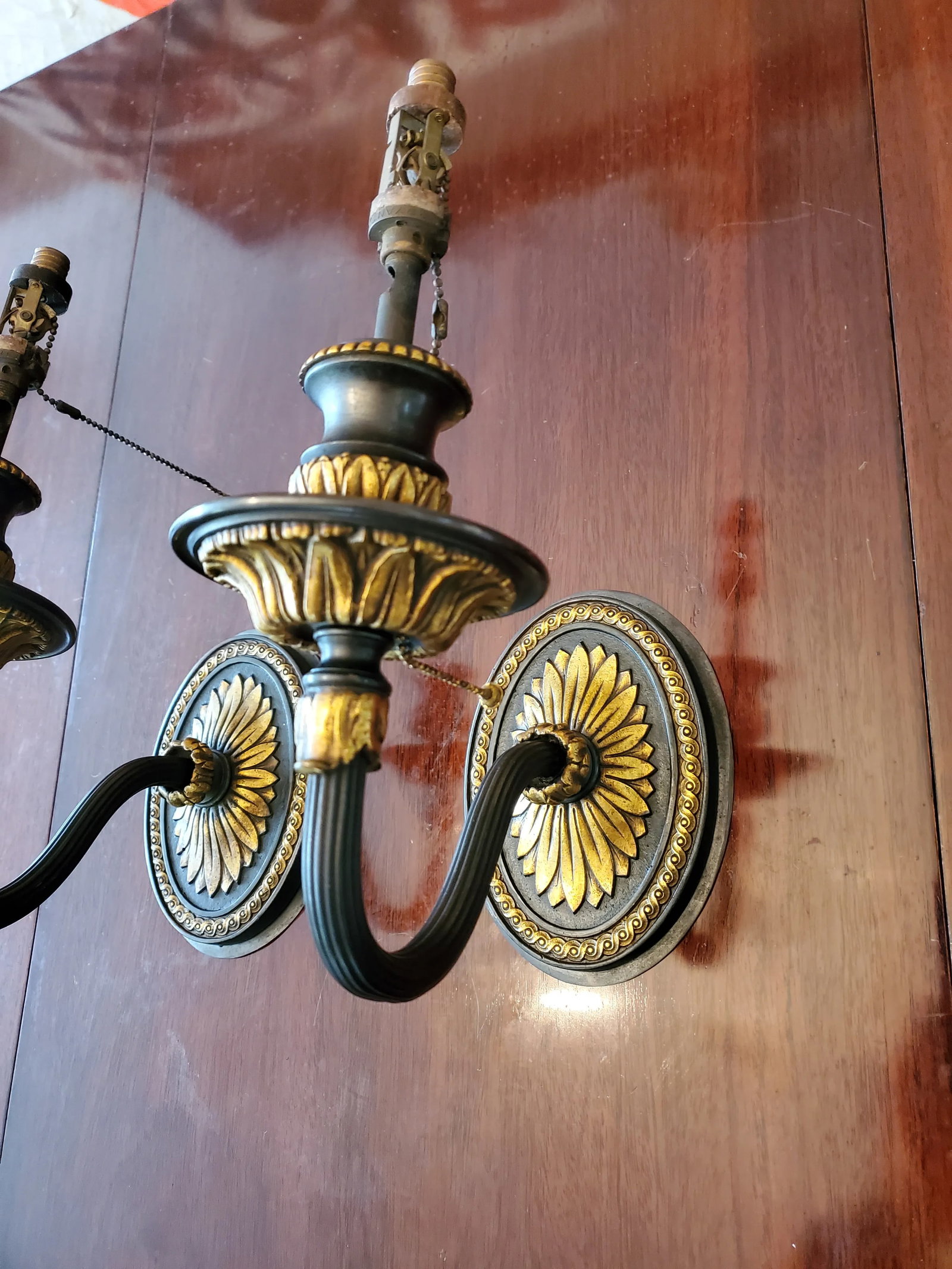 1930s Sterling Bronze Co Ny Gilt Accent Sconces - a Pair - 2