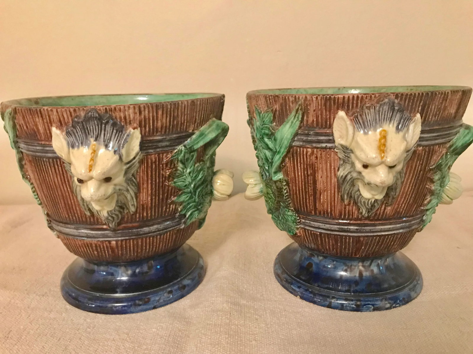 19th Century French Majolica Jardinieres - a Pair - 11