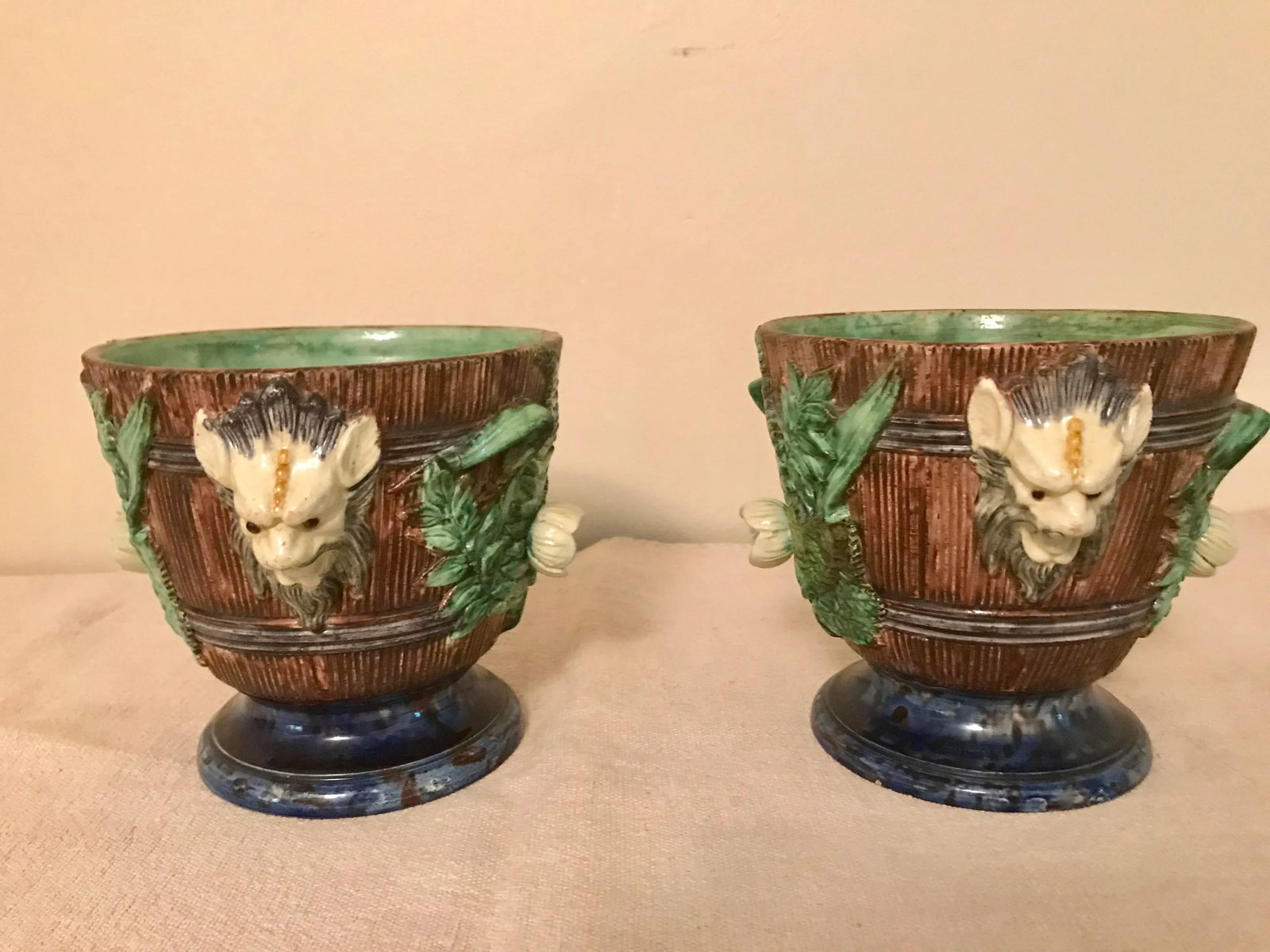 19th Century French Majolica Jardinieres - a Pair - 12