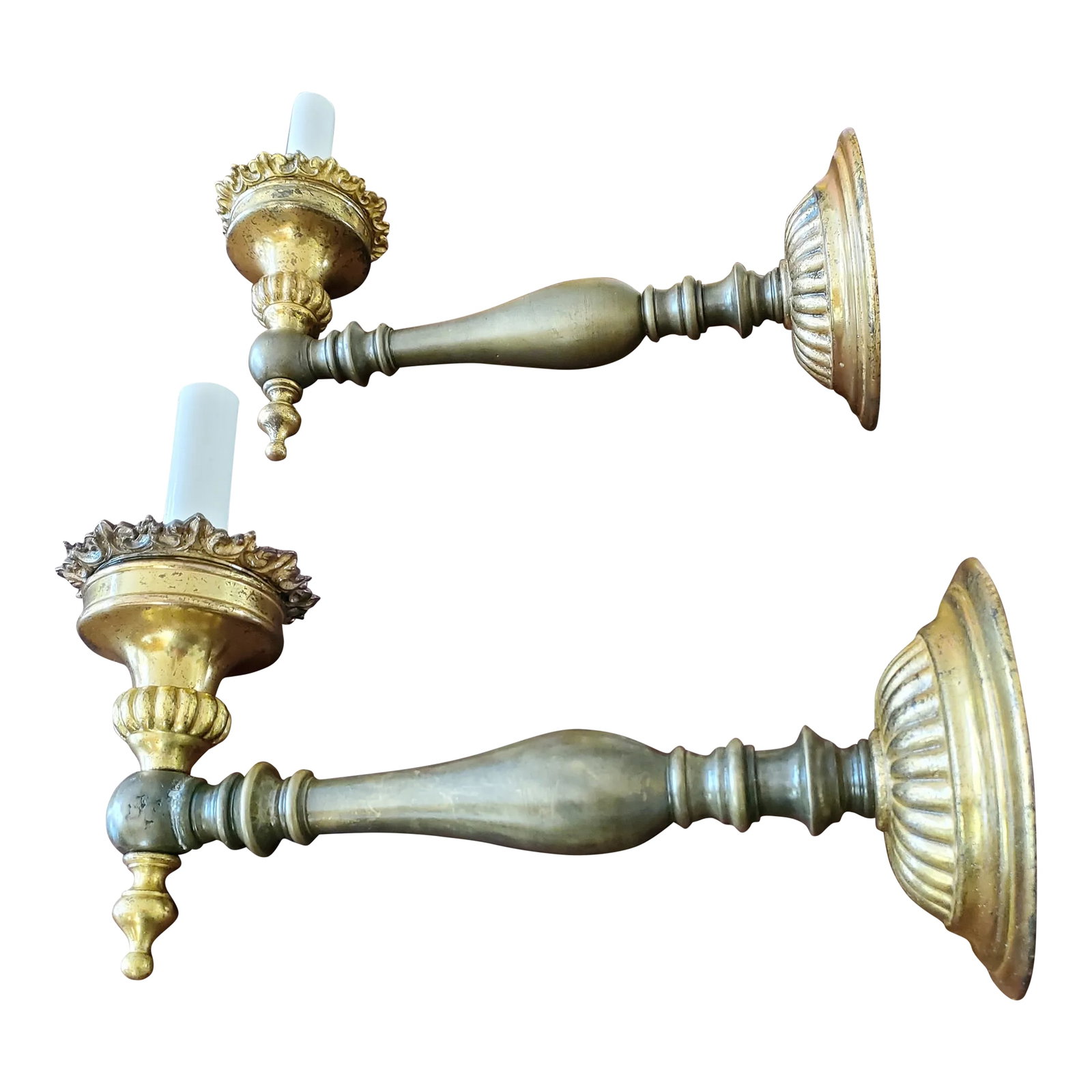 Pair Late 19th Century Antique English Regency Bronze Sconces Wall Lights (1 of 5)