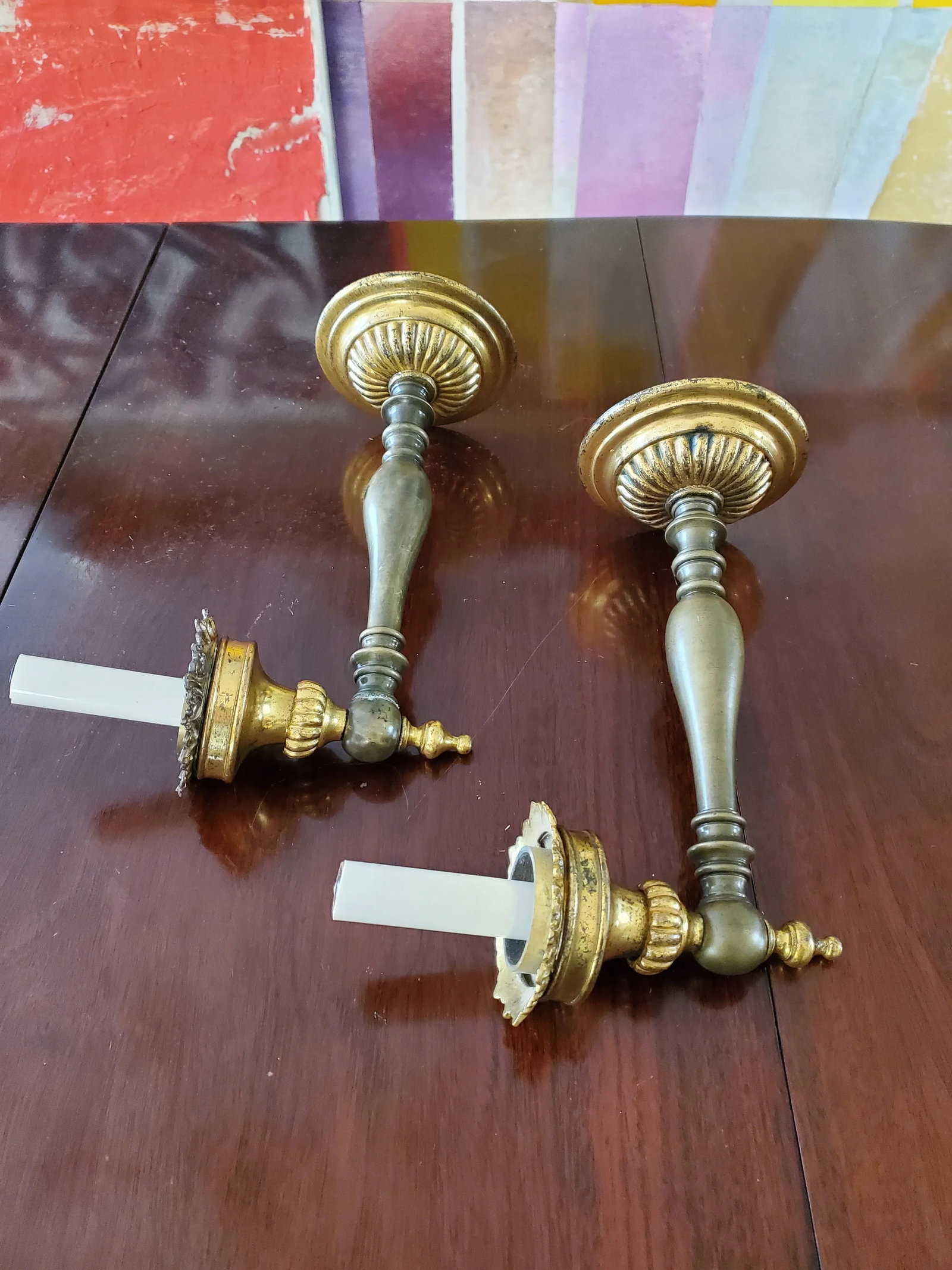 Pair Late 19th Century Antique English Regency Bronze Sconces Wall Lights - 4