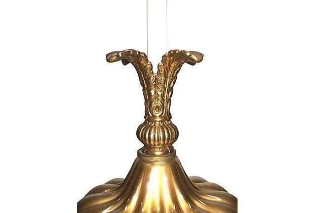 Vintage Murano Glass Lamp Gold and Green Gourd Form Hollywood Regency - 4