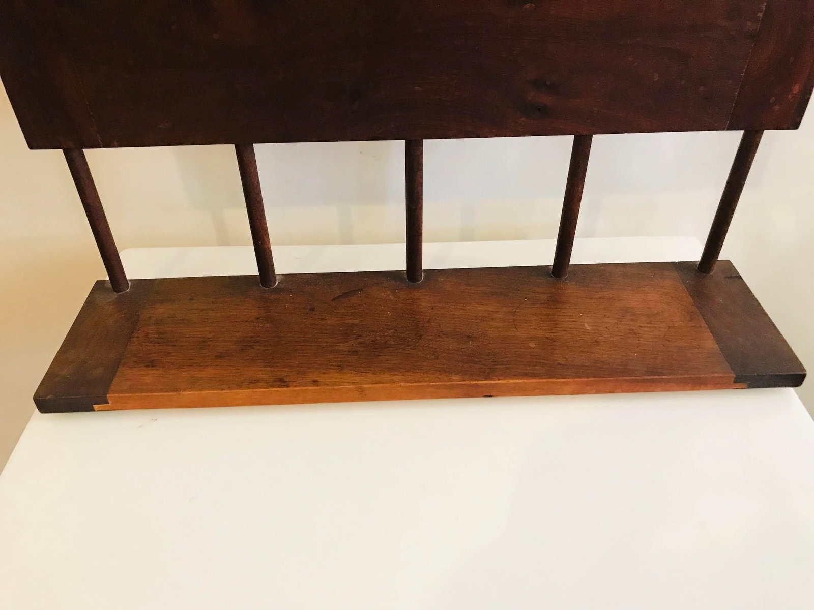 1960s Danish Modern Walnut Wall Mirror With Doweled Hanging Shelf - 2