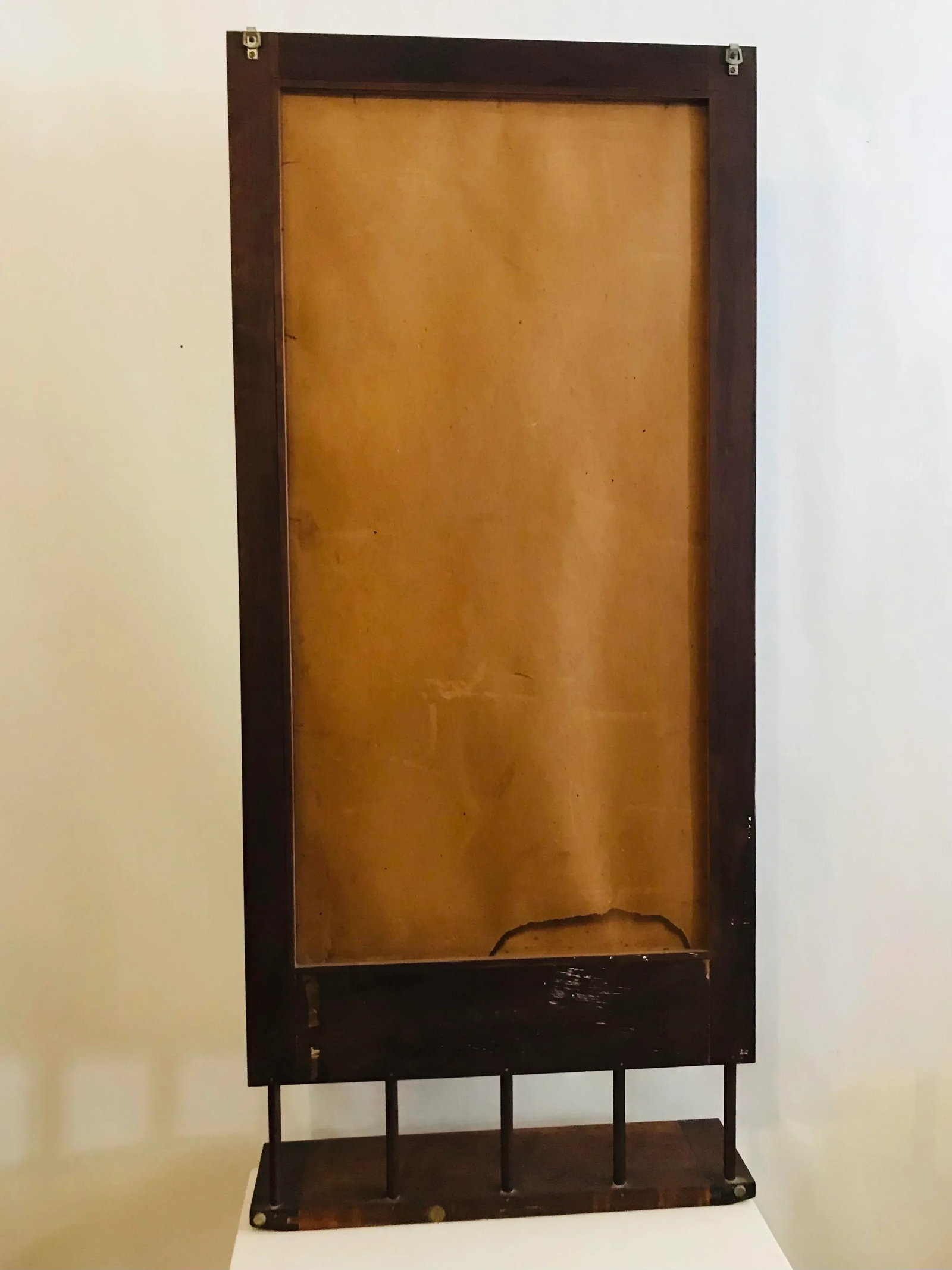 1960s Danish Modern Walnut Wall Mirror With Doweled Hanging Shelf - 7
