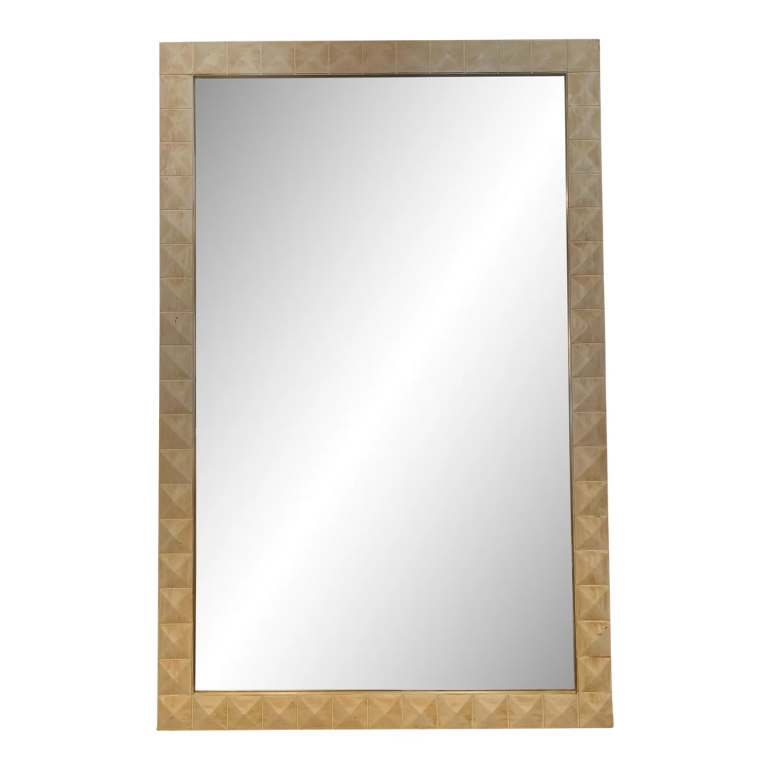 Vintage Raised Panel Modern Mirror With Faux Finish: Great, large mirror that can be hung vertically or horizontally. Pretty neutral finish faux finish. Has a modern feel but could definitely be incorporated into a variety of styles! The source is unkno